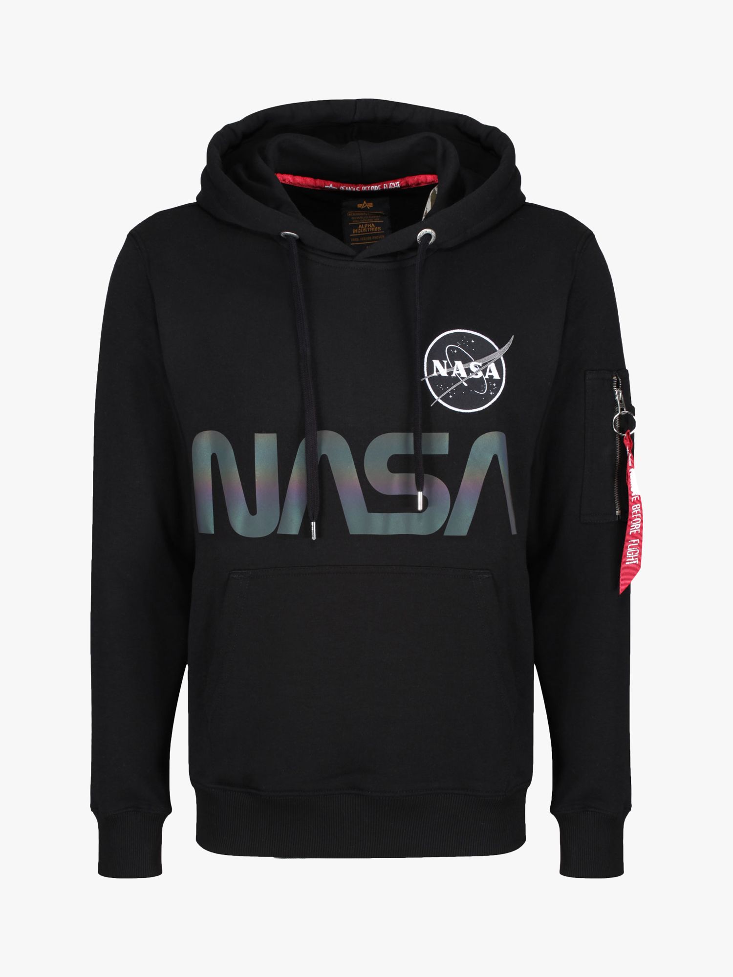 Alpha Industries X NASA Rainbow Reflective Logo Hoodie, 03 Black