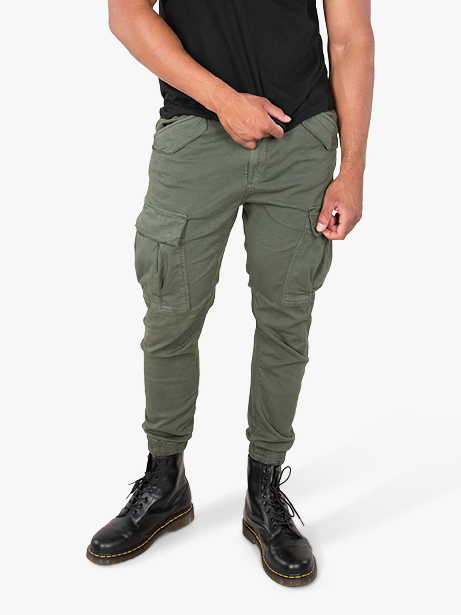 Alpha Industries Airman Cargo Trousers, 142 Dark Olive at John Lewis ...