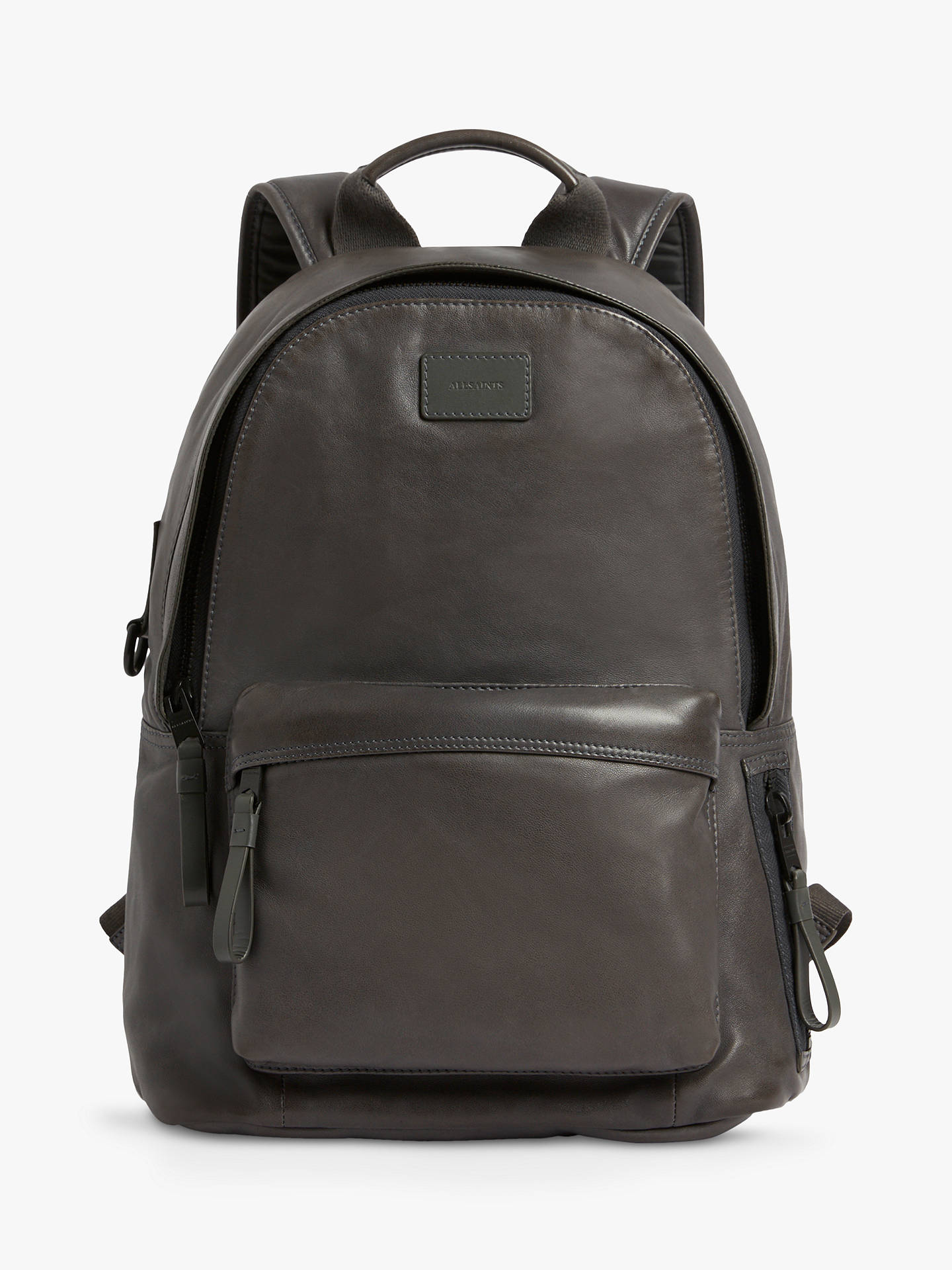 AllSaints Arena Leather Backpack, Smoke Grey at John Lewis & Partners