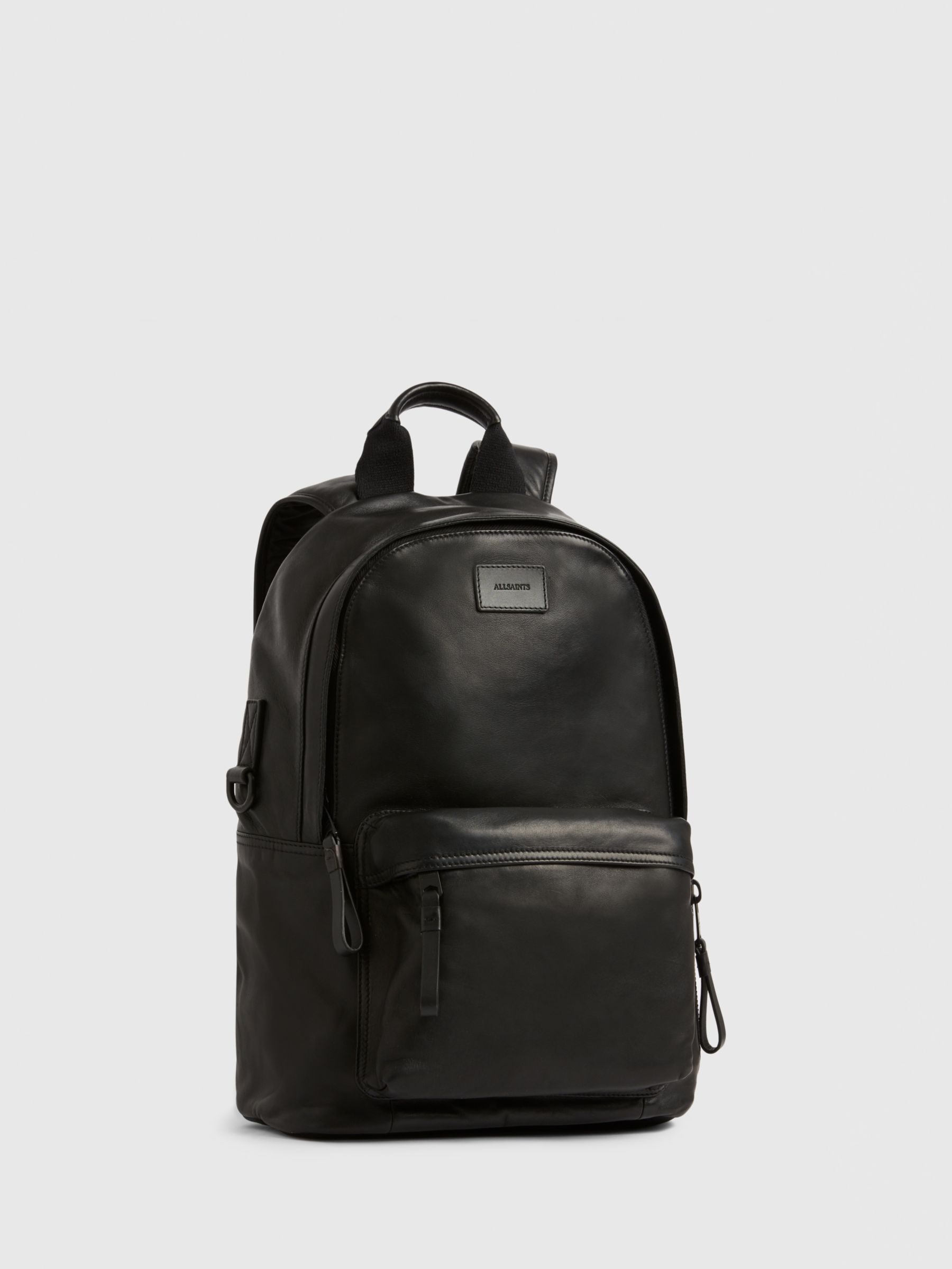 AllSaints Arena Leather Backpack, Black at John Lewis & Partners