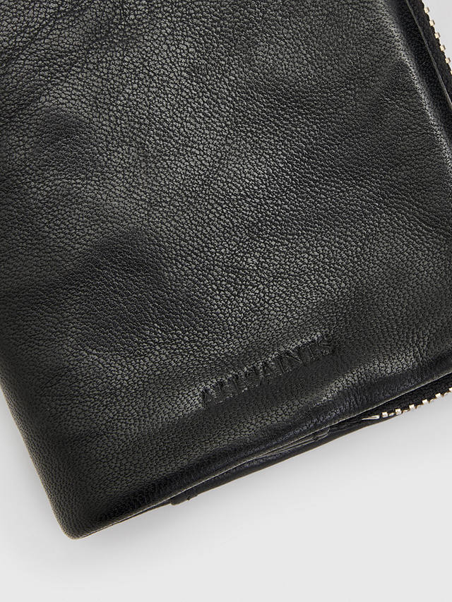 AllSaints Junction Leather Wallet, Black at John Lewis & Partners