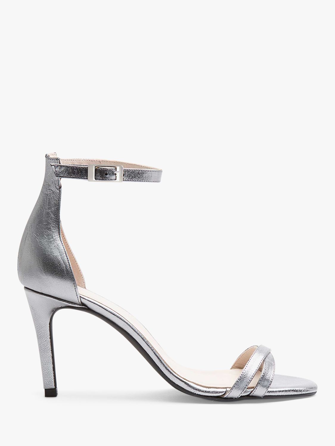Mint Velvet Anne Leather Strappy Sandals, Silver at John Lewis & Partners