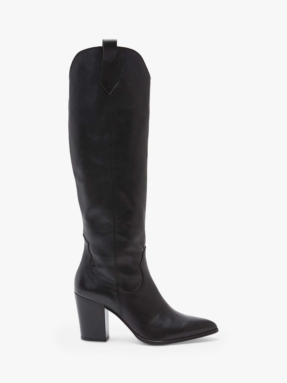 Mint Velvet Reece Leather Long Boots, Black