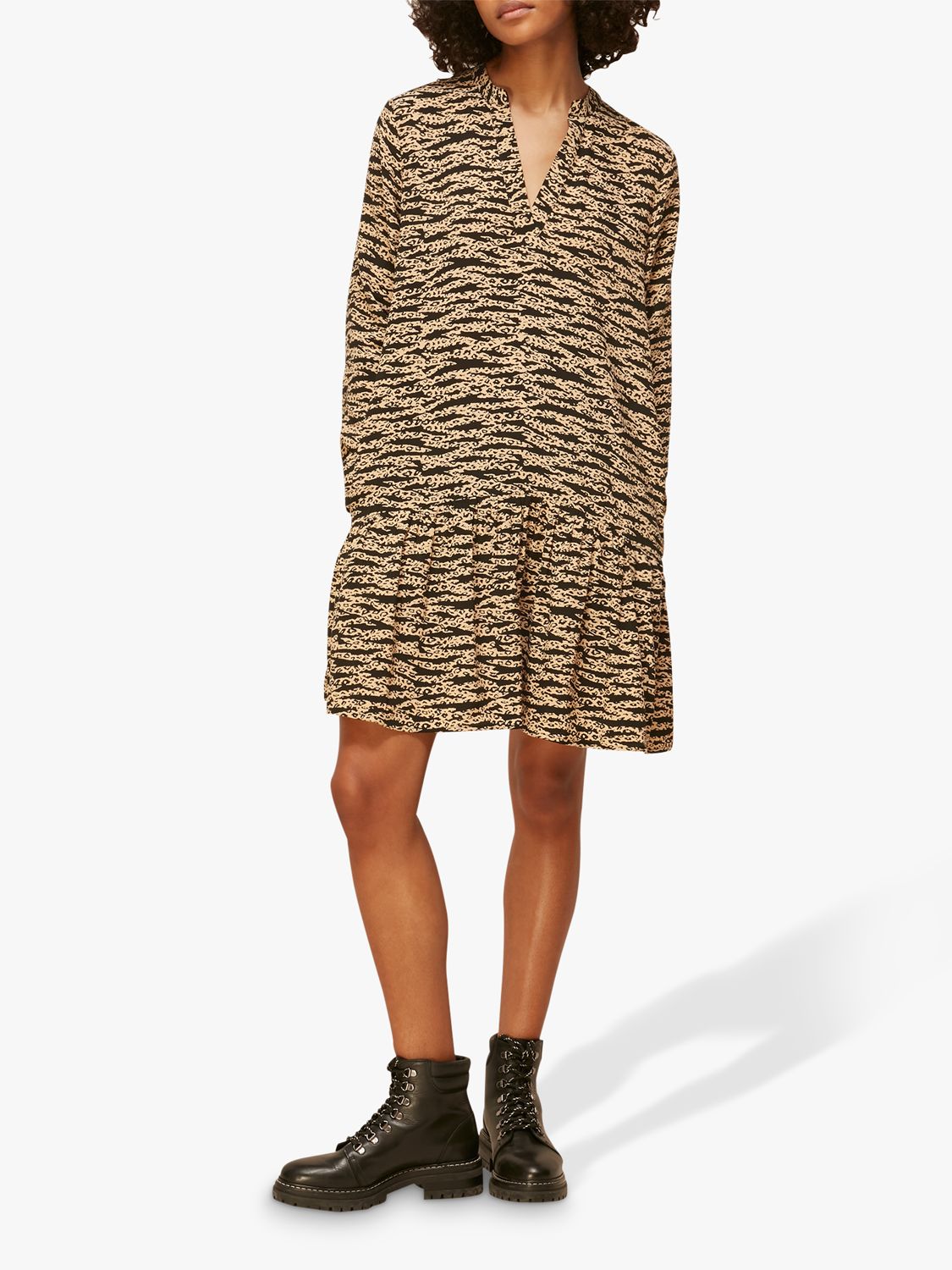 Whistles Tiger Leopard Print Dress, Black/Multi