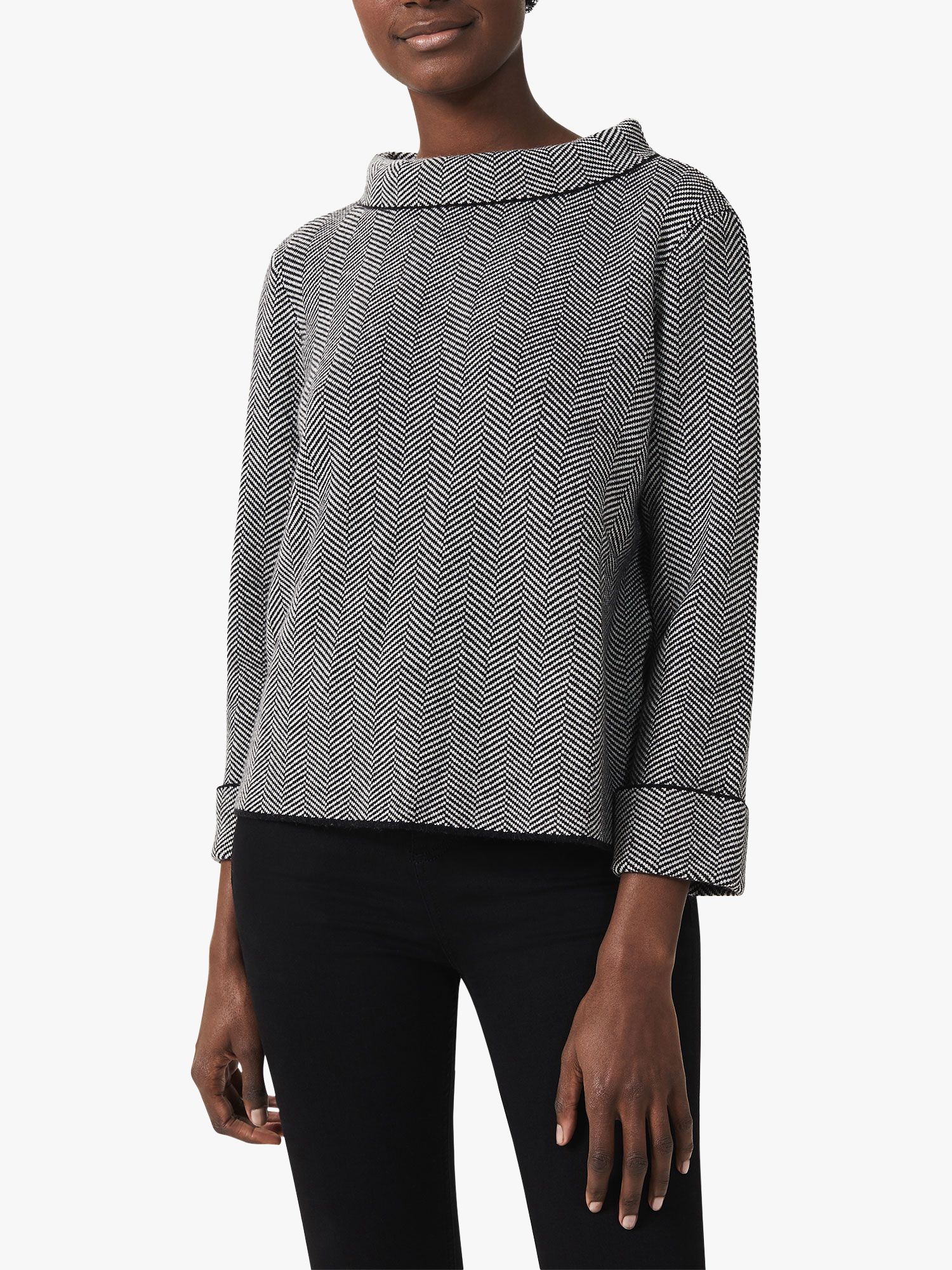 Hobbs Jemma Herringbone Sweater, Grey at John Lewis & Partners