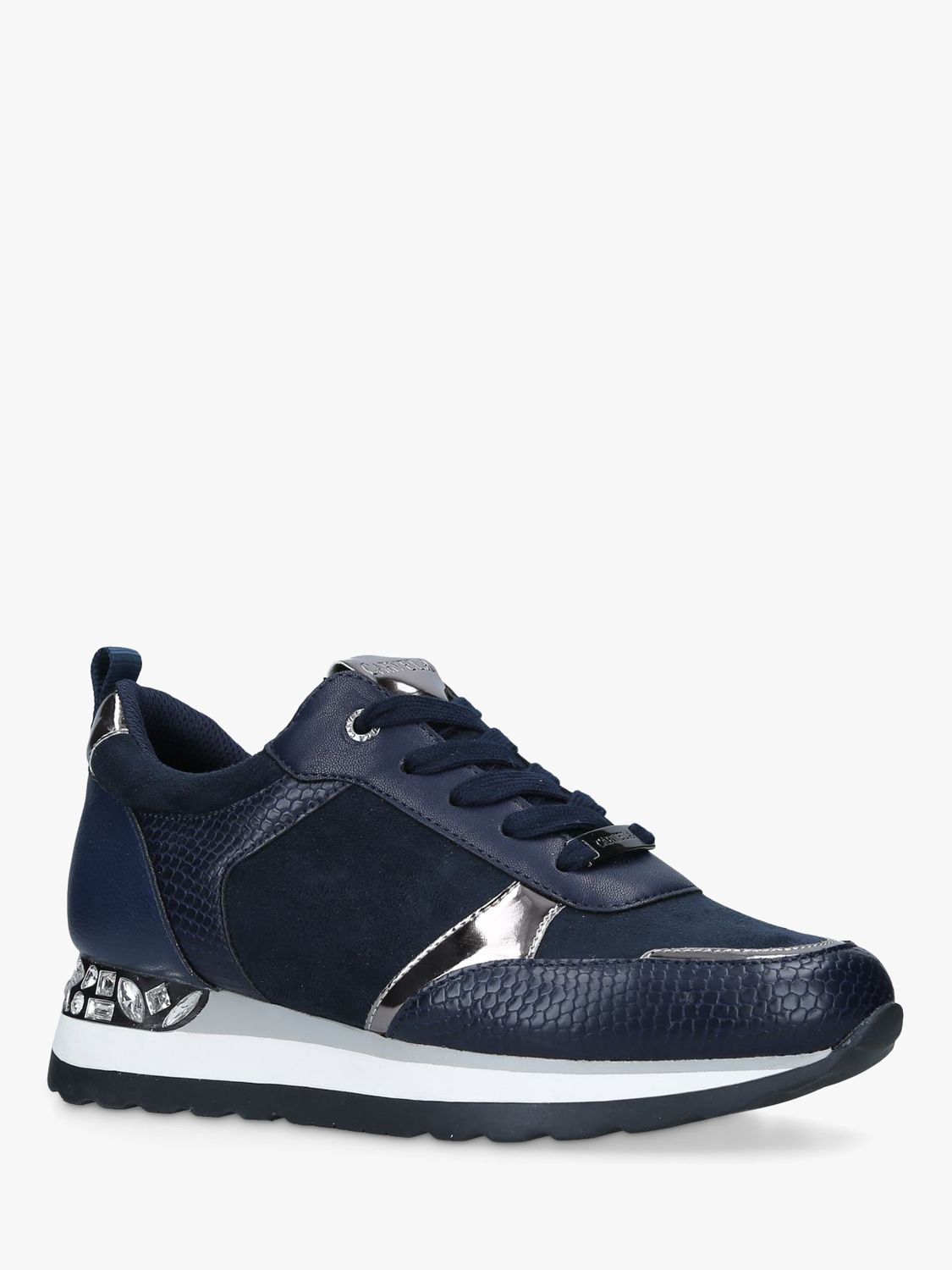 Carvela Jemm Embellished Suede Lace Up Trainers, Blue Navy at John ...