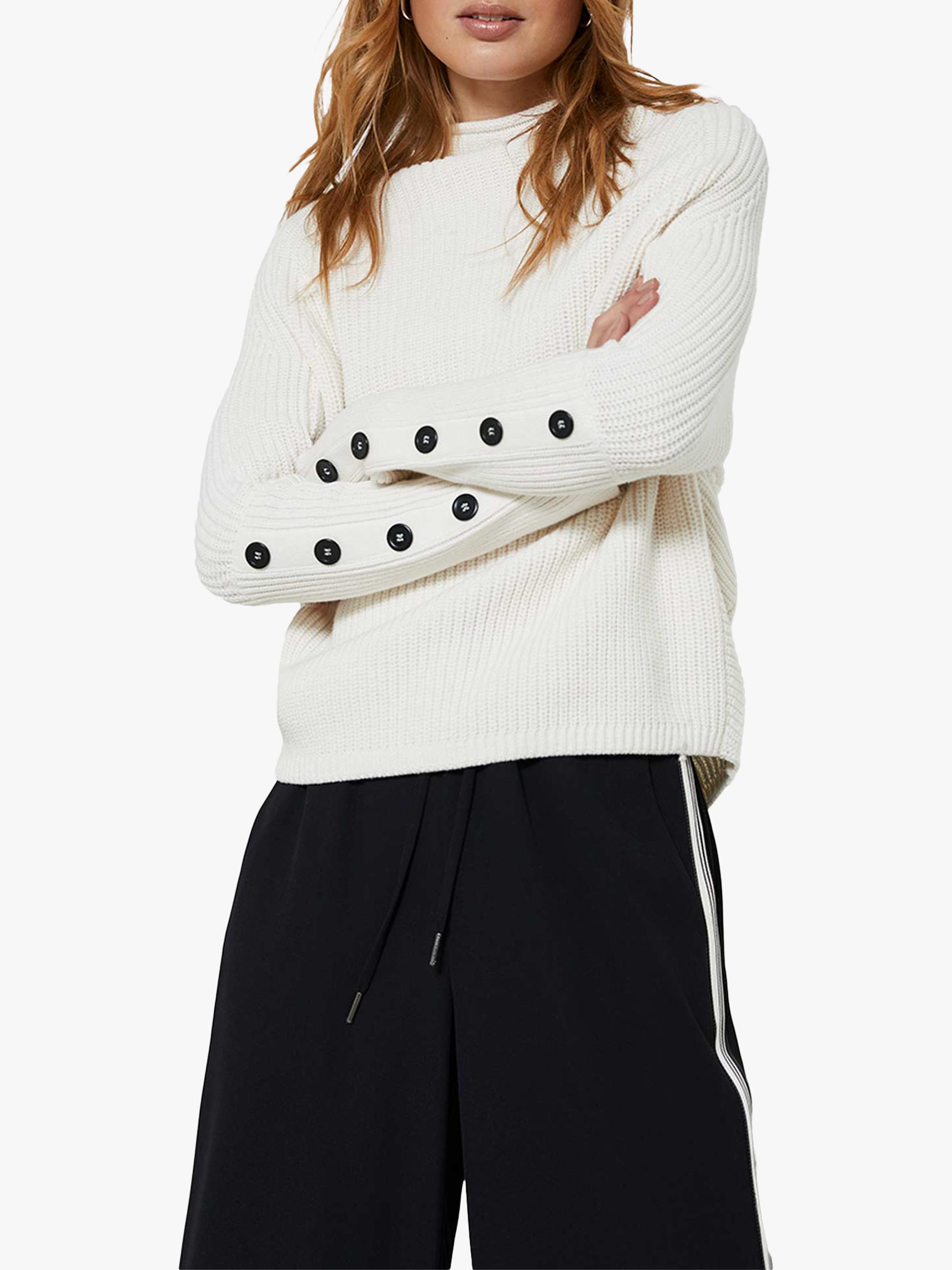 Mint Velvet Chunky Button Sleeve Jumper, Cream at John Lewis & Partners