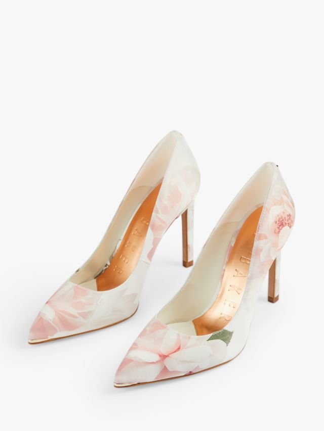 Ted Baker Phlora Floral Leather Court Shoes, Pink, 3