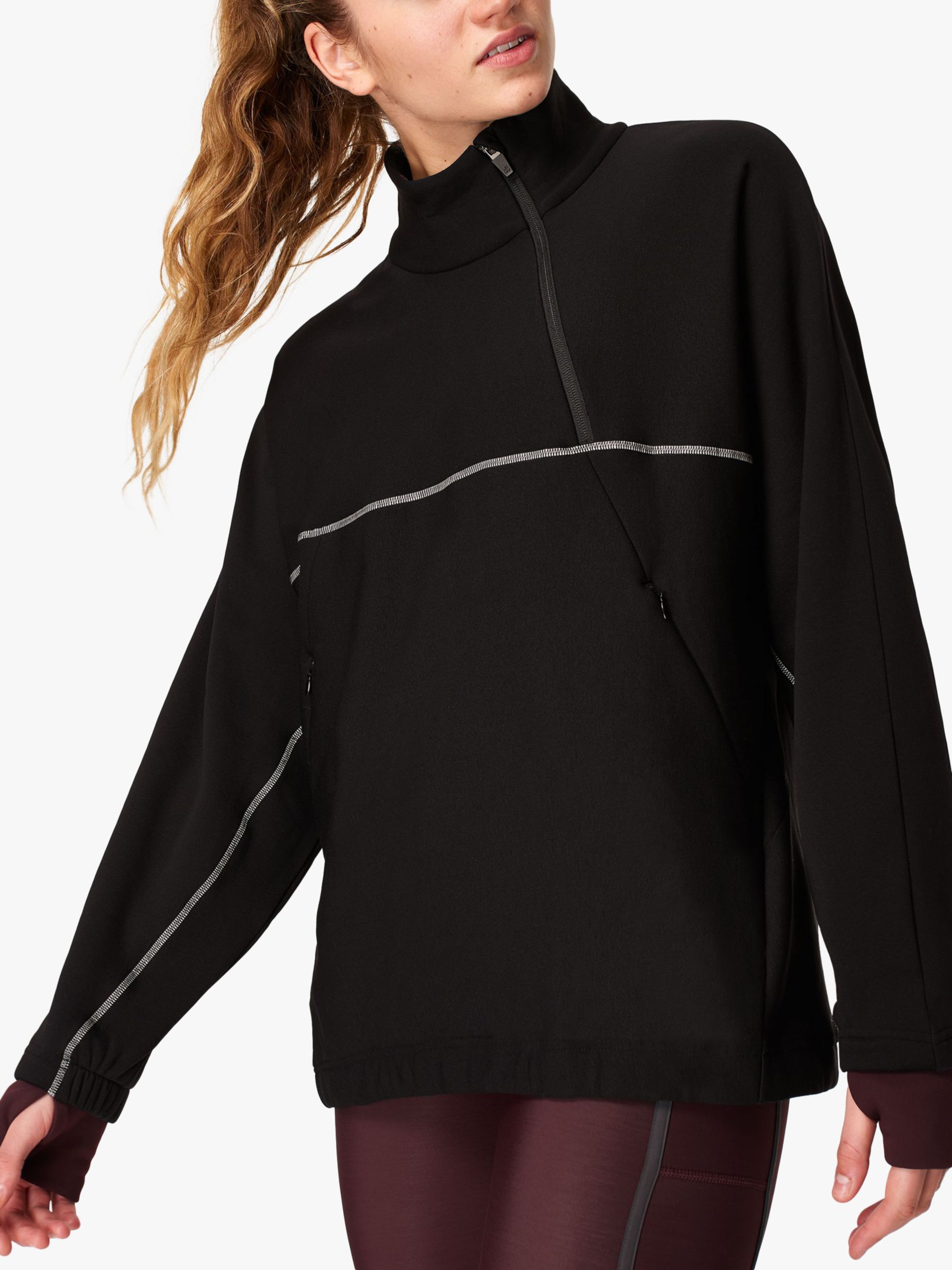 Sweaty Betty Insulate Thermal Running Jumper, Black at John Lewis