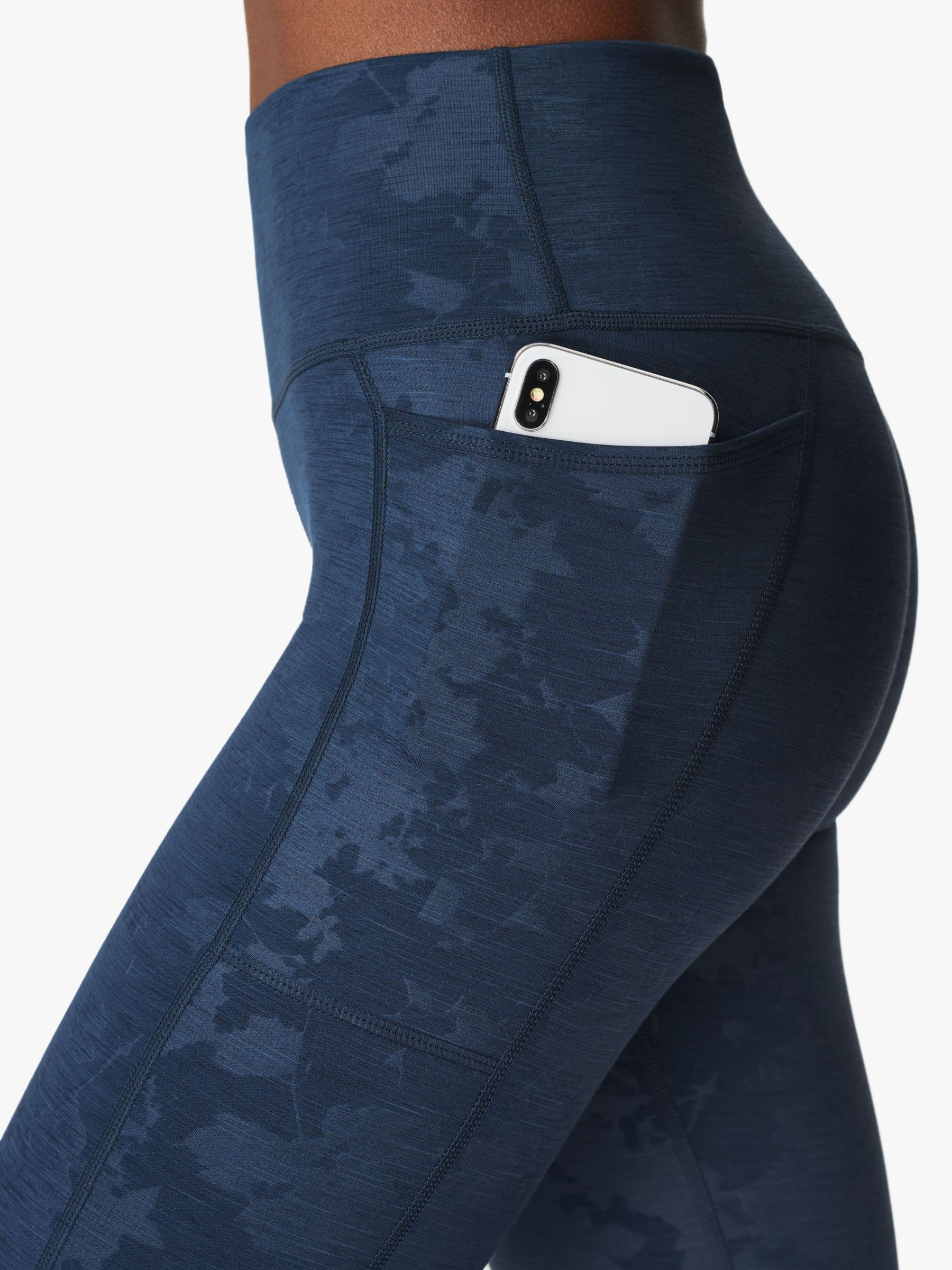 Sweaty Betty Super Sculpt High Waisted Embossed Yoga Leggings Blue Floral Print At John Lewis