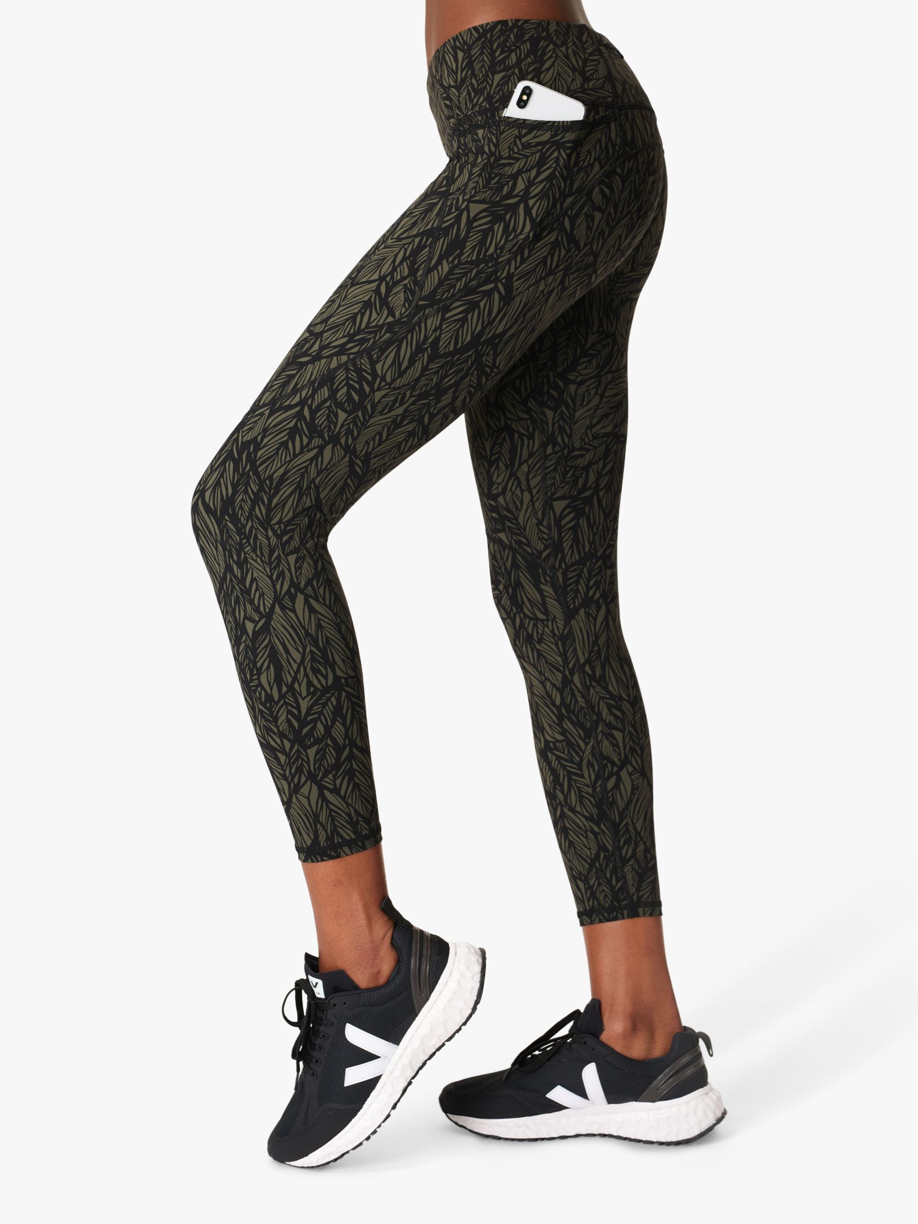 Womens Leggings  Sweaty Betty All Day High-Waisted Embossed Workout  Leggings Green Tiger Line Print Emboss ~ Lone Wolf Threat