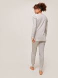 John Lewis Edie Striped Cotton Pyjama Set, Light Grey