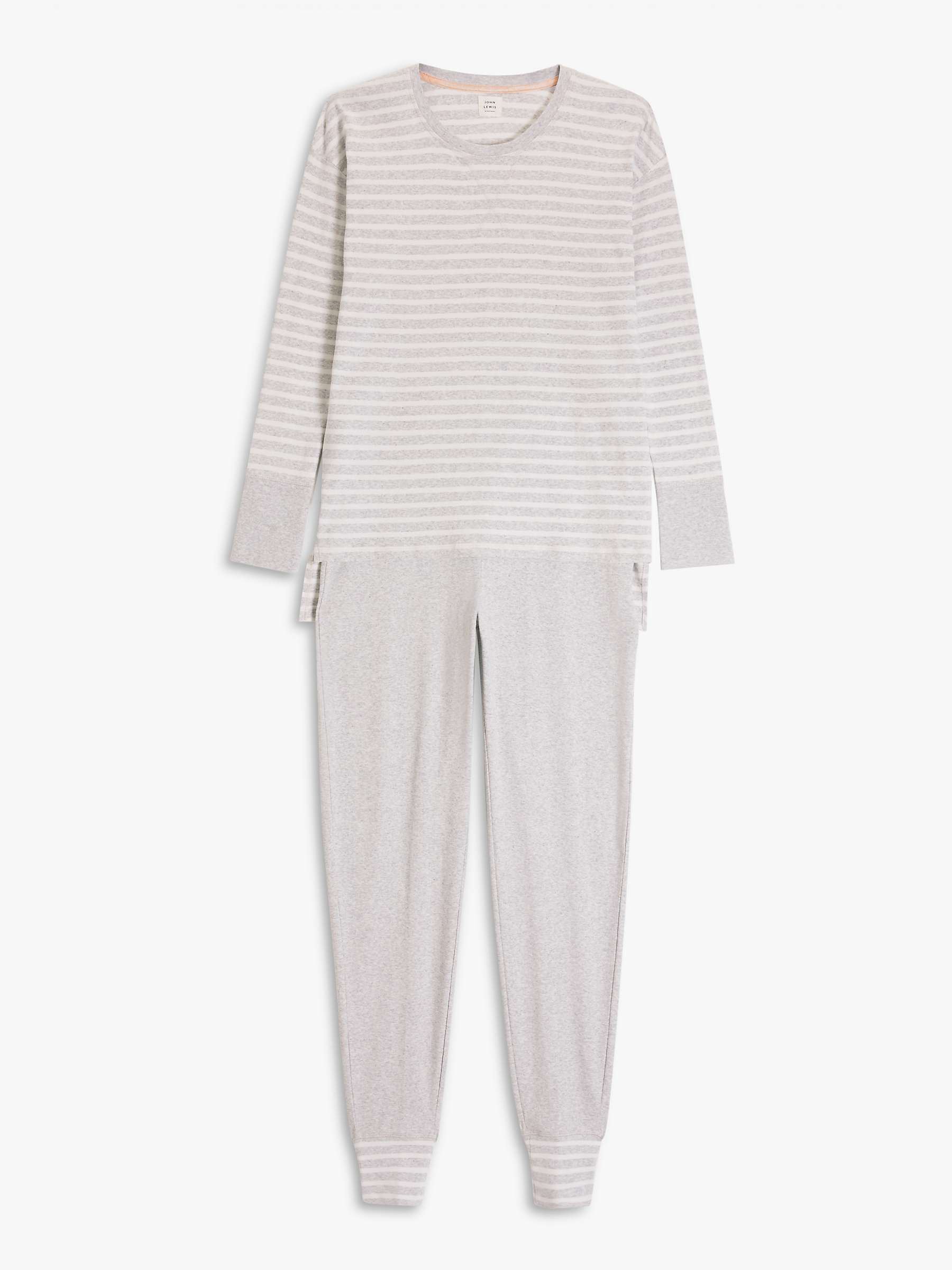 Buy John Lewis Edie Striped Cotton Pyjama Set, Light Grey Online at johnlewis.com