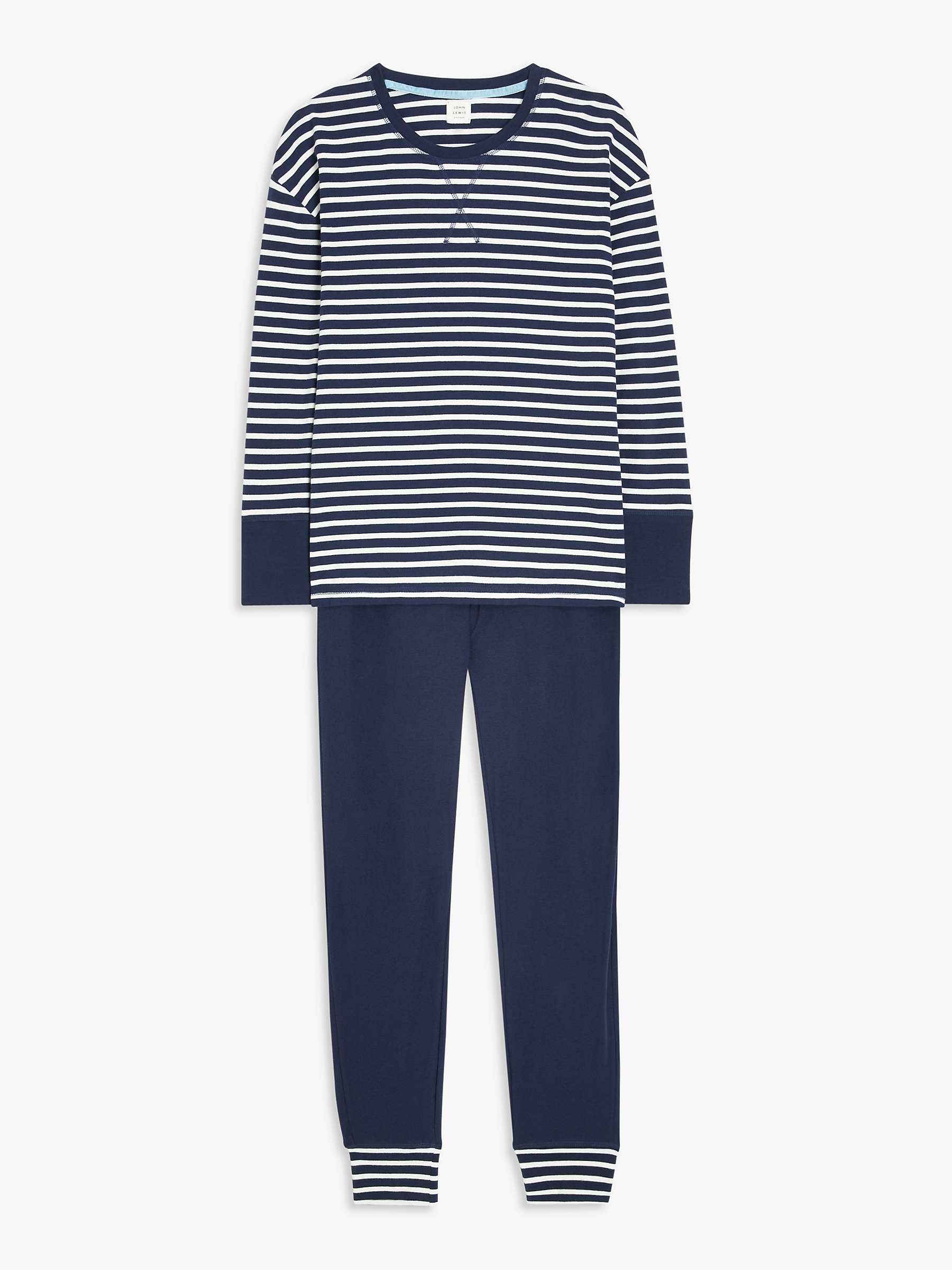 Buy John Lewis Edie Stripe Long Sleeve Pyjama Set, Navy/White Online at johnlewis.com