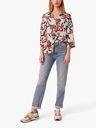 French Connection Crinkle Floral Blouse, Multi
