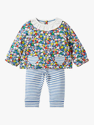 Mini Boden Baby Flower Patch Top and Trousers Play Set, Multi