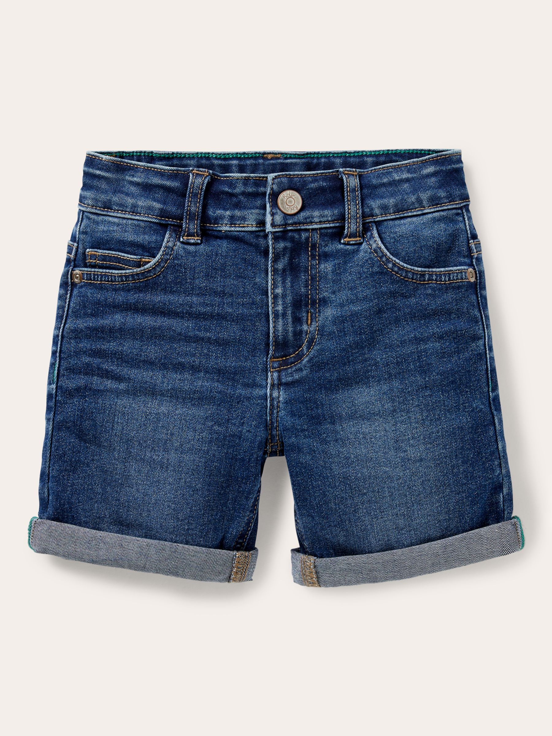 Mini Boden Kids' Adventure Flex Denim Shorts, Vintage Blue at John ...