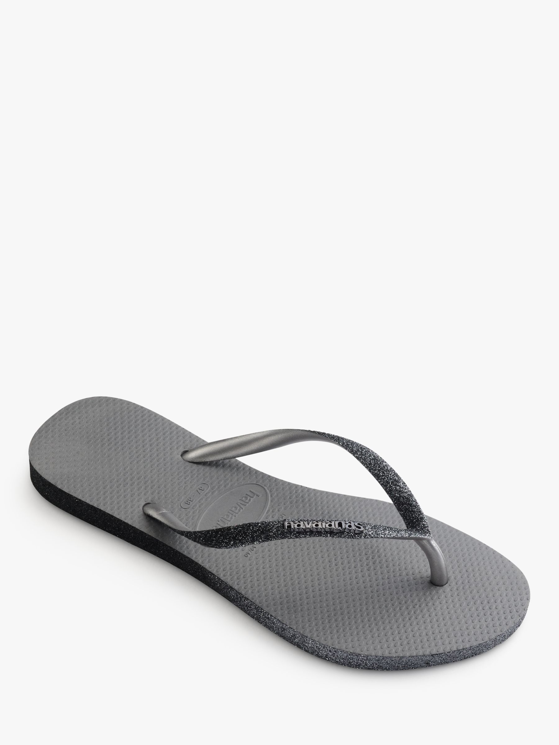 Havaianas Slim Sparkle Flip Flops, Steel Grey at John Lewis & Partners