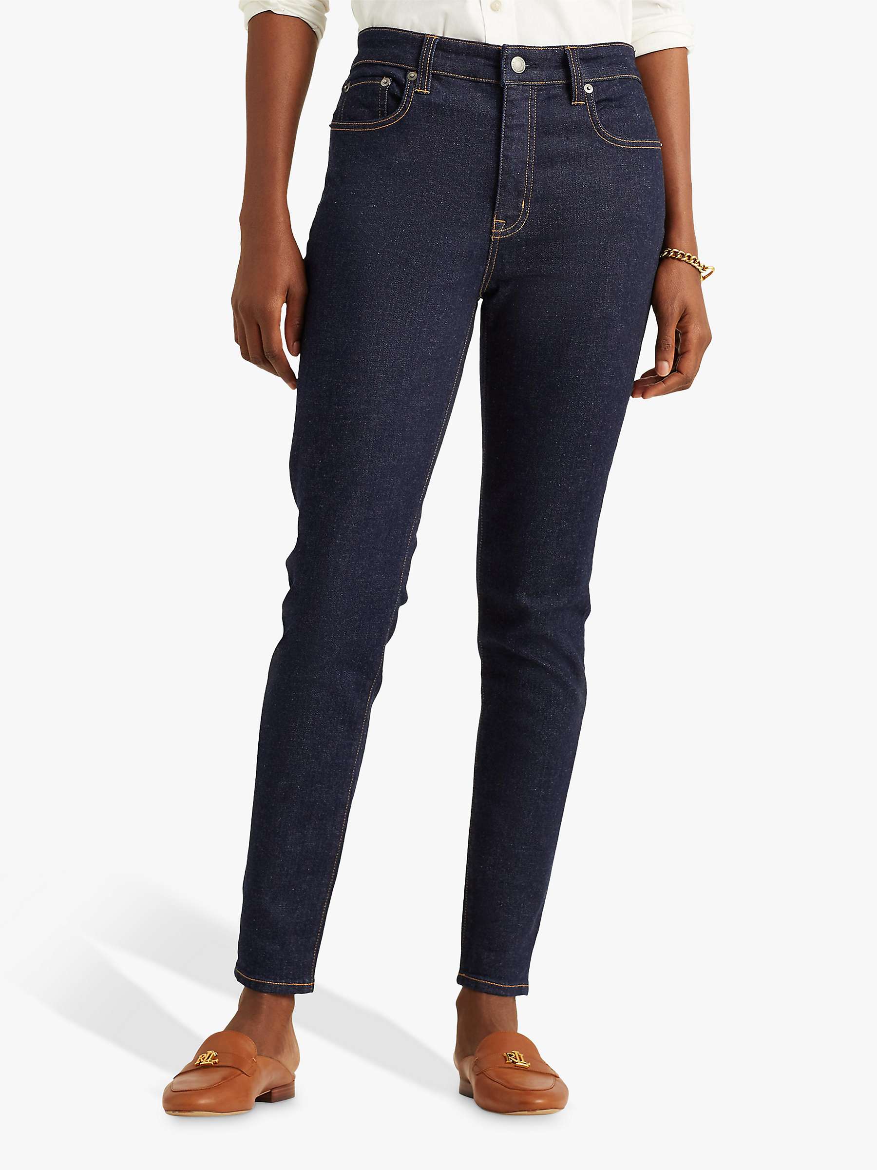 Buy Lauren Ralph Lauren High Rise Five Pocket Slim Jeans, Blue Online at johnlewis.com