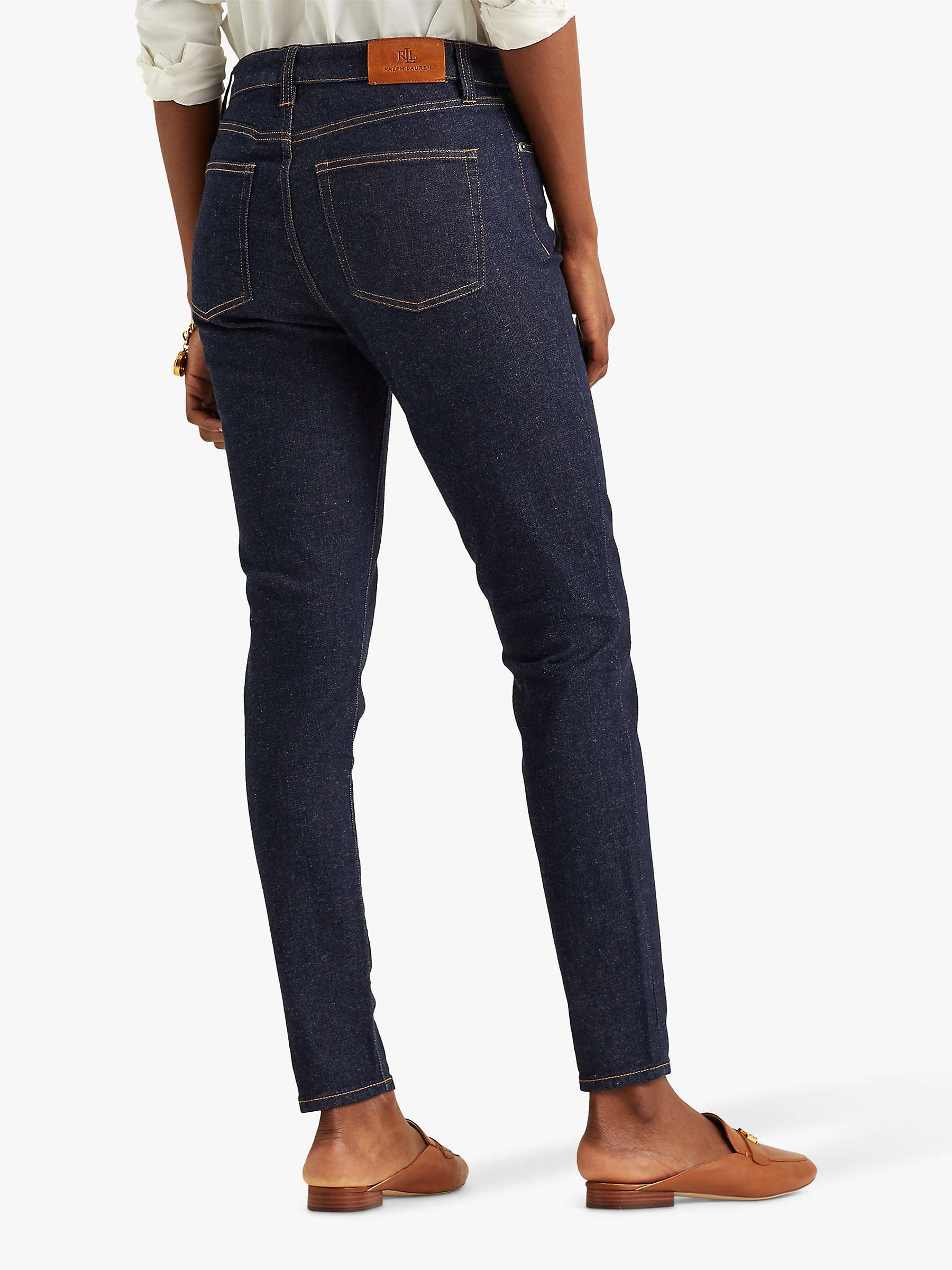 Buy Lauren Ralph Lauren High Rise Five Pocket Slim Jeans, Blue Online at johnlewis.com