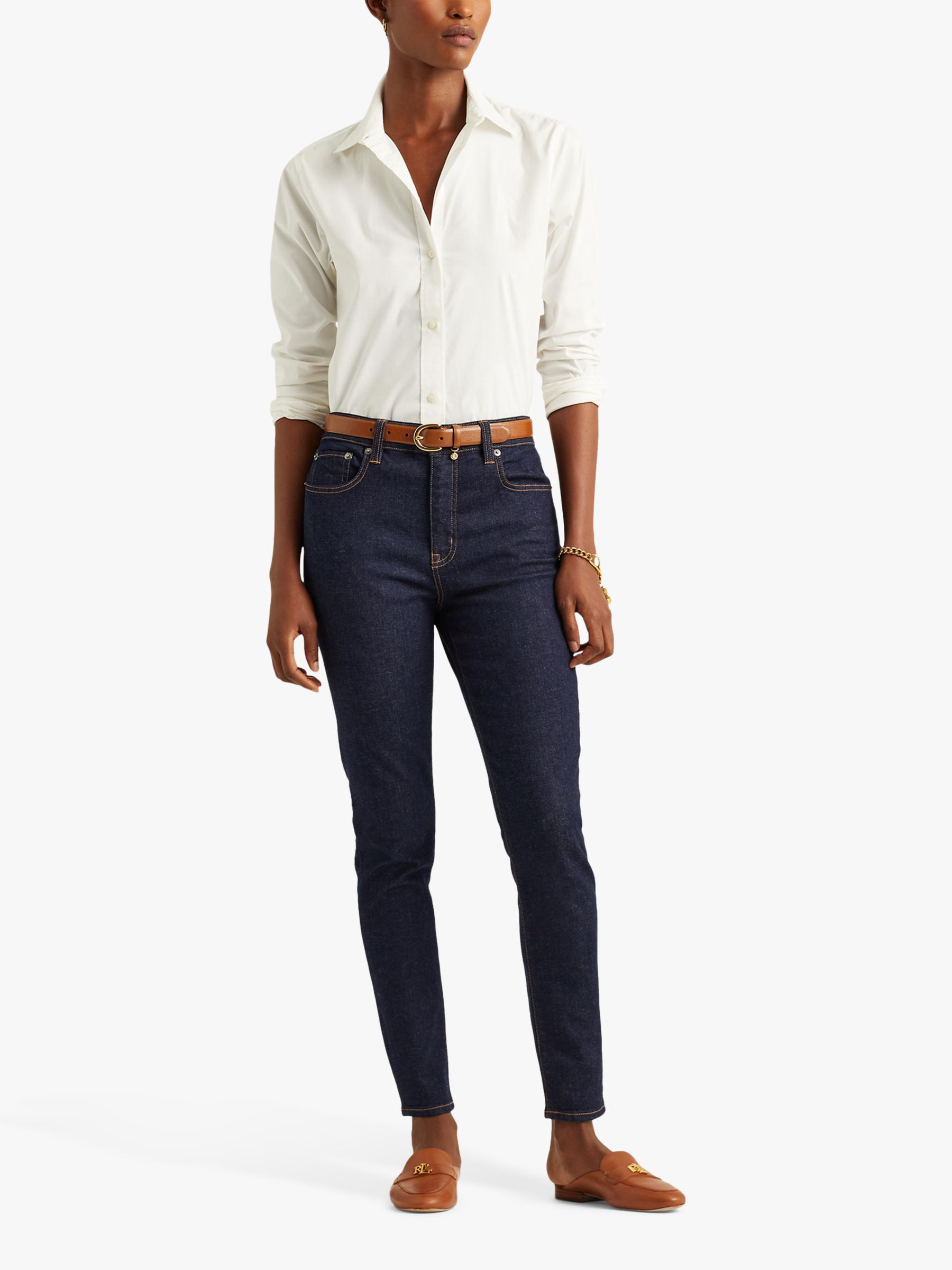 Lauren Ralph Lauren High Rise Five Pocket Slim Jeans, Blue, 8