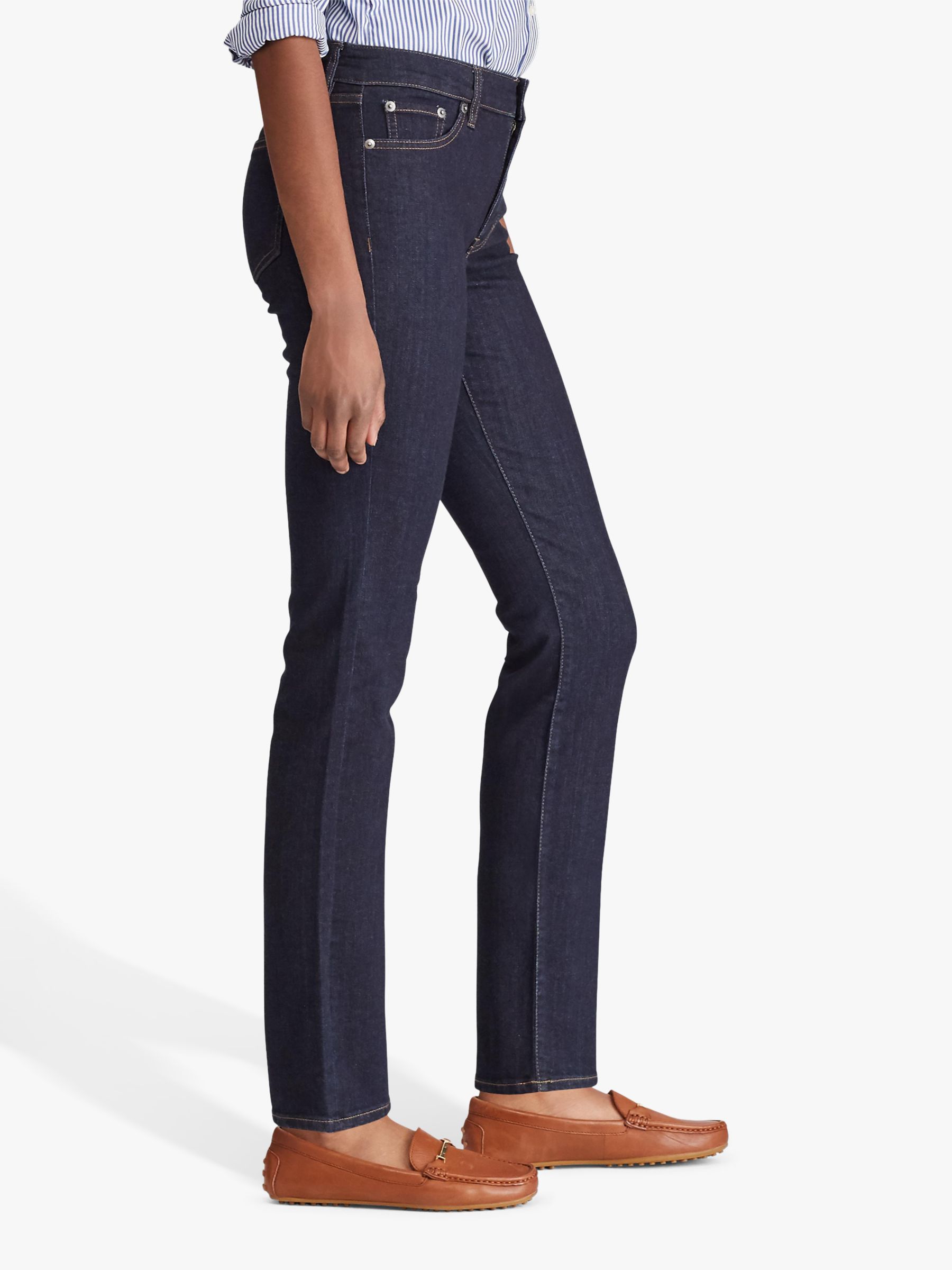 Lauren Ralph Lauren Premier Mid Rise Straight Leg Jeans, Dark Rinse Wash  Denim