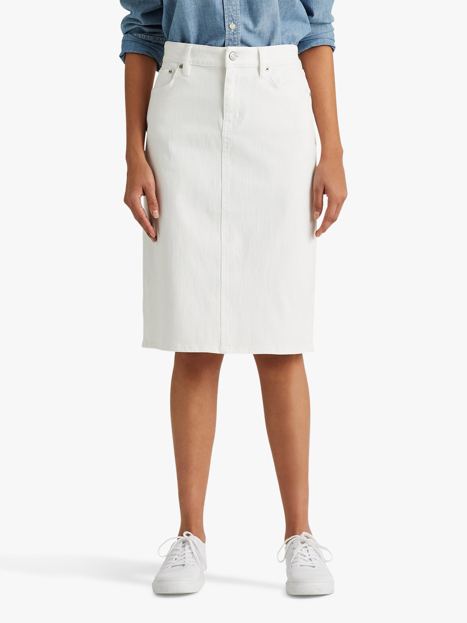 Lauren Ralph Lauren Daniella Curvy Straight Knee Length Skirt, White