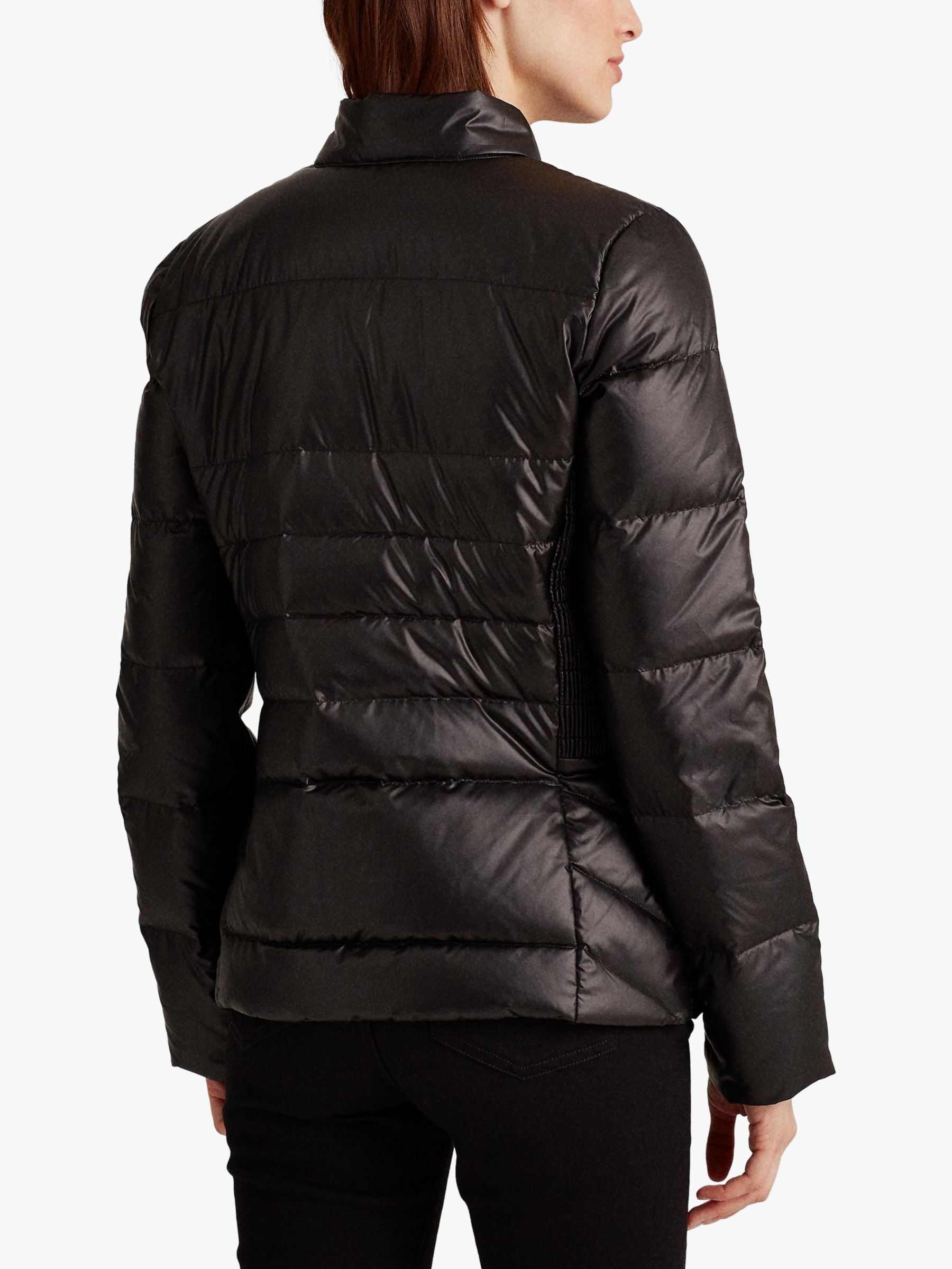 Lauren Ralph Lauren Moto Down Puffer Jacket, Black at John Lewis & Partners