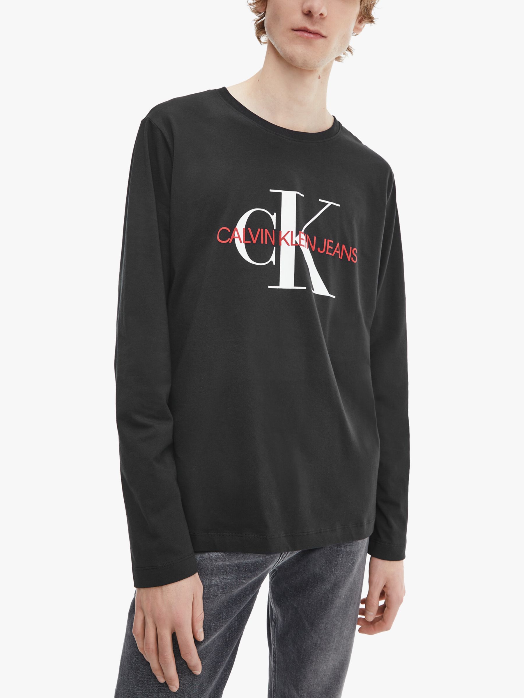 Jeans Logo Long Sleeve T-Shirt, CK Black