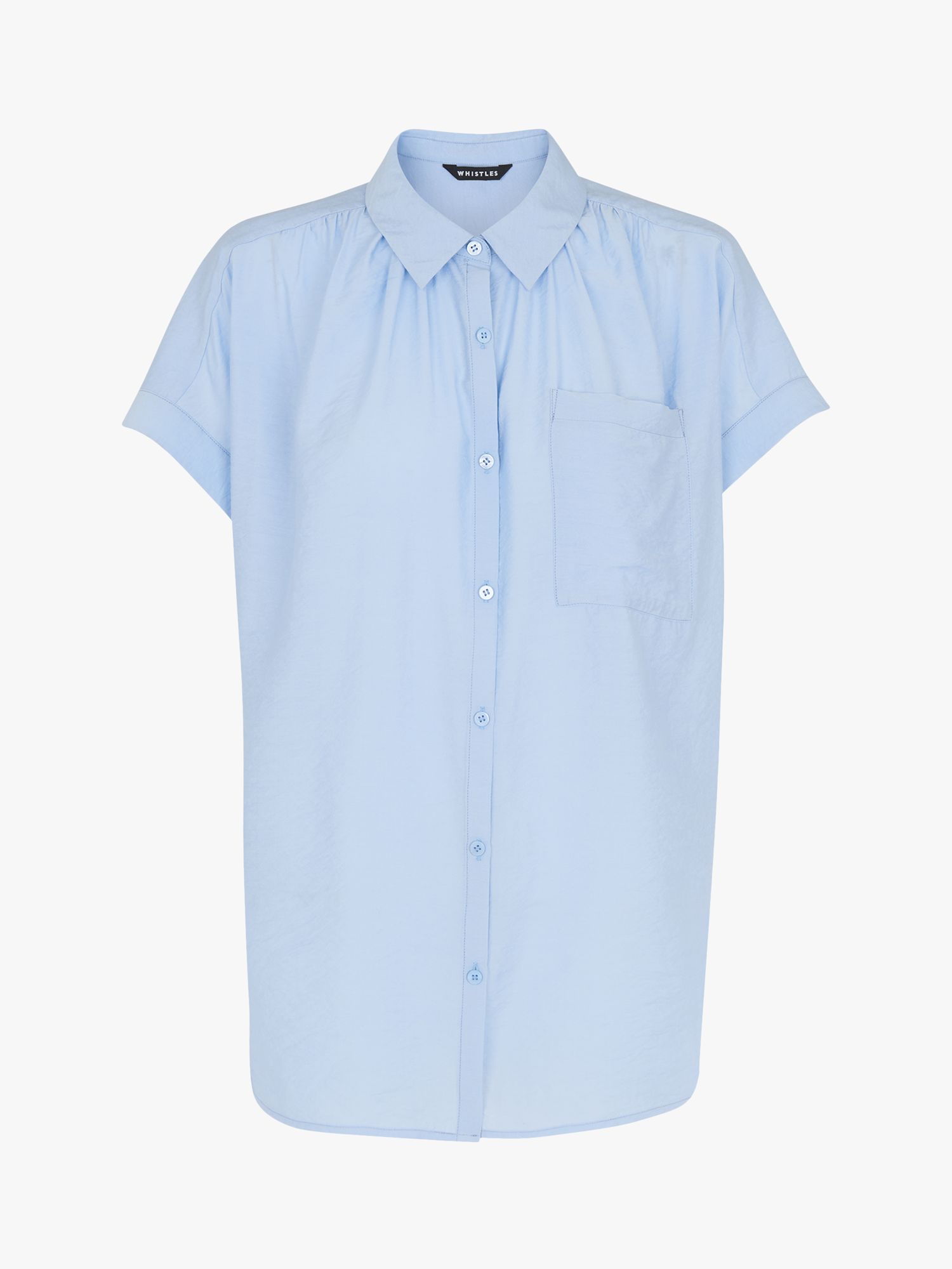 Whistles Nicola Button Through Shirt, Pale Blue at John Lewis & Partners