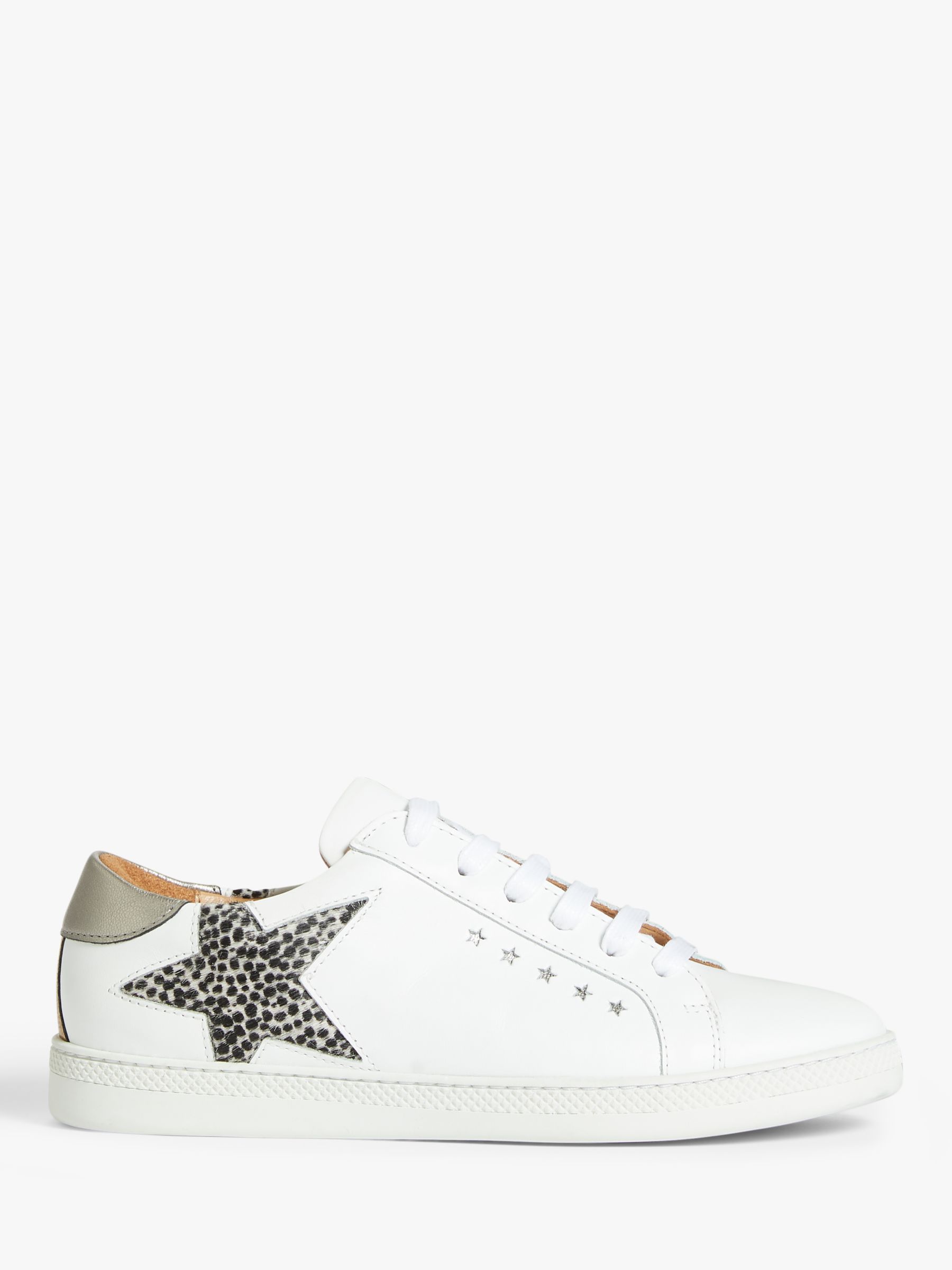 AND/OR Elana Leather Star Trainers, White/Leopard
