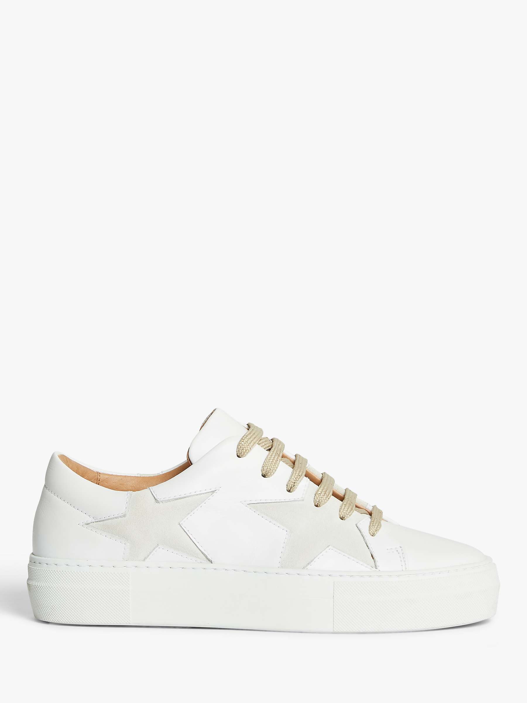 Buy AND/OR Eddie Star Leather Trainers, White/Gold Online at johnlewis.com