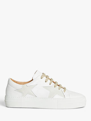 AND/OR Eddie Star Leather Trainers, White/Gold at John Lewis & Partners