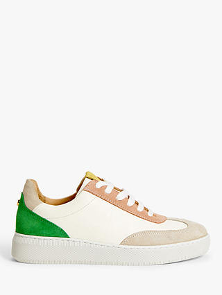 John Lewis & Partners Fern Leather Sporty Cupsole Trainers, Off White ...