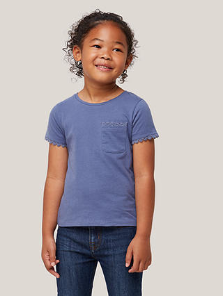John Lewis & Partners Kids' Lace Trim Short Sleeve T-Shirt
