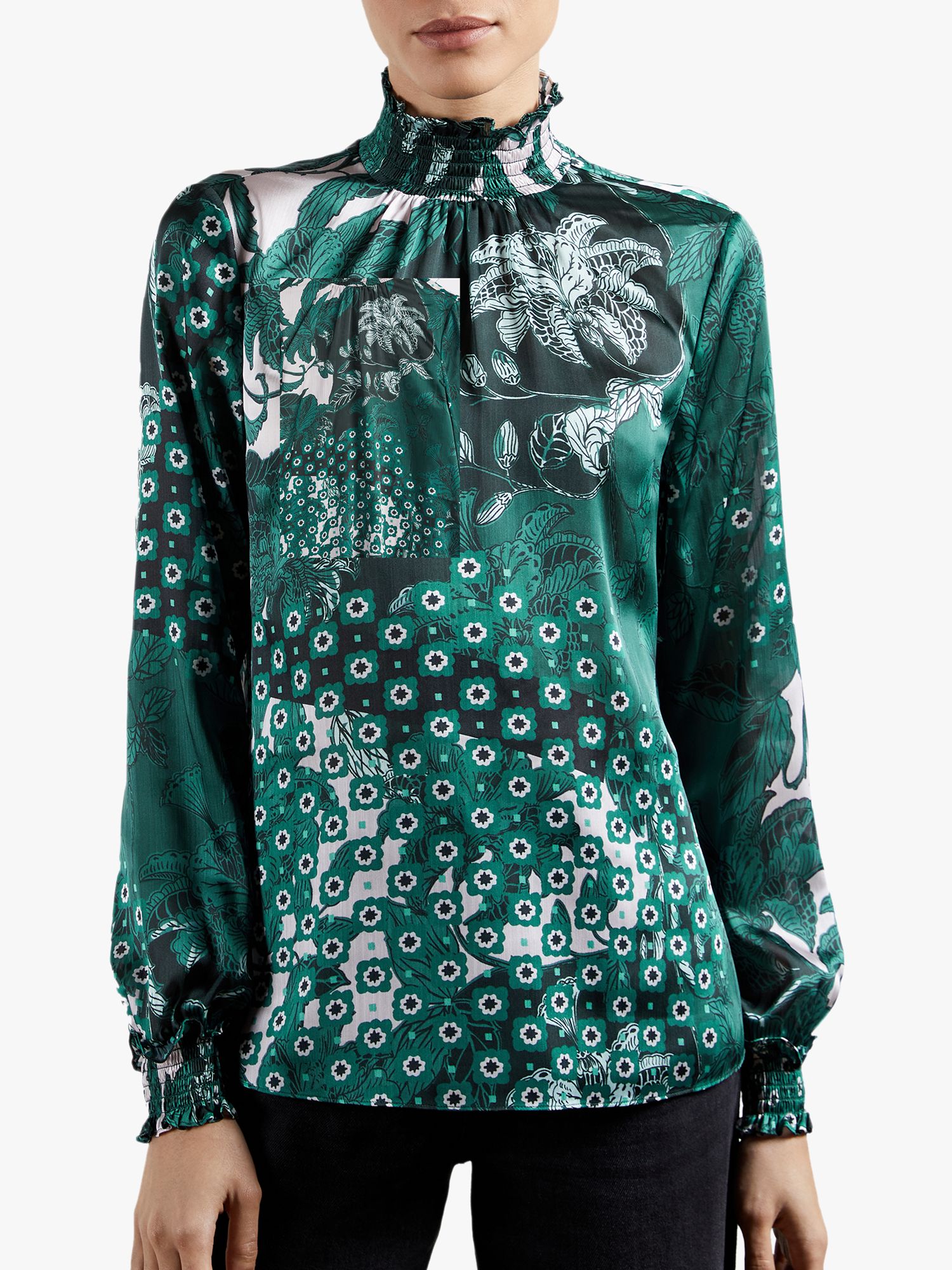 Ted Baker Madrii Floral Print Top, Teal