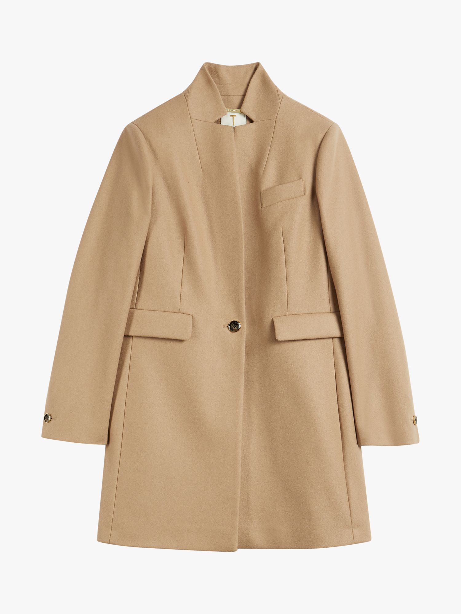 Ted Baker Bianza Wool Blend Coat, Camel at John Lewis & Partners