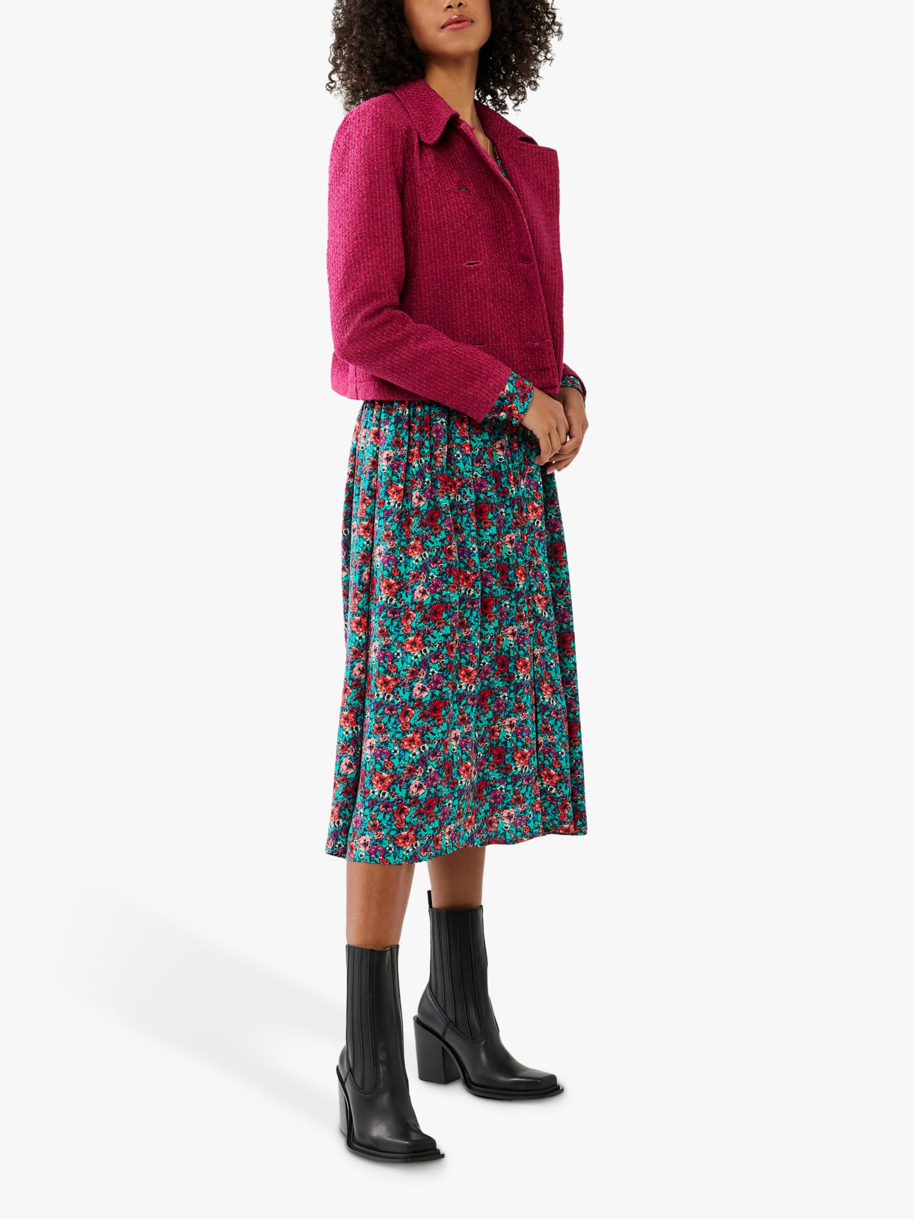 Ghost Darby Cropped Tweed Jacket, Fuchsia