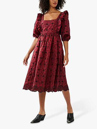 Ghost Ryleigh Embroidered Dress, Red