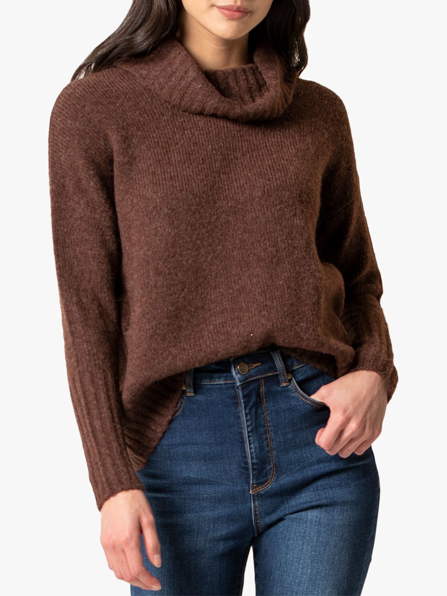 Forever New Mayleen Roll Neck Knit Jumper, Chocolate