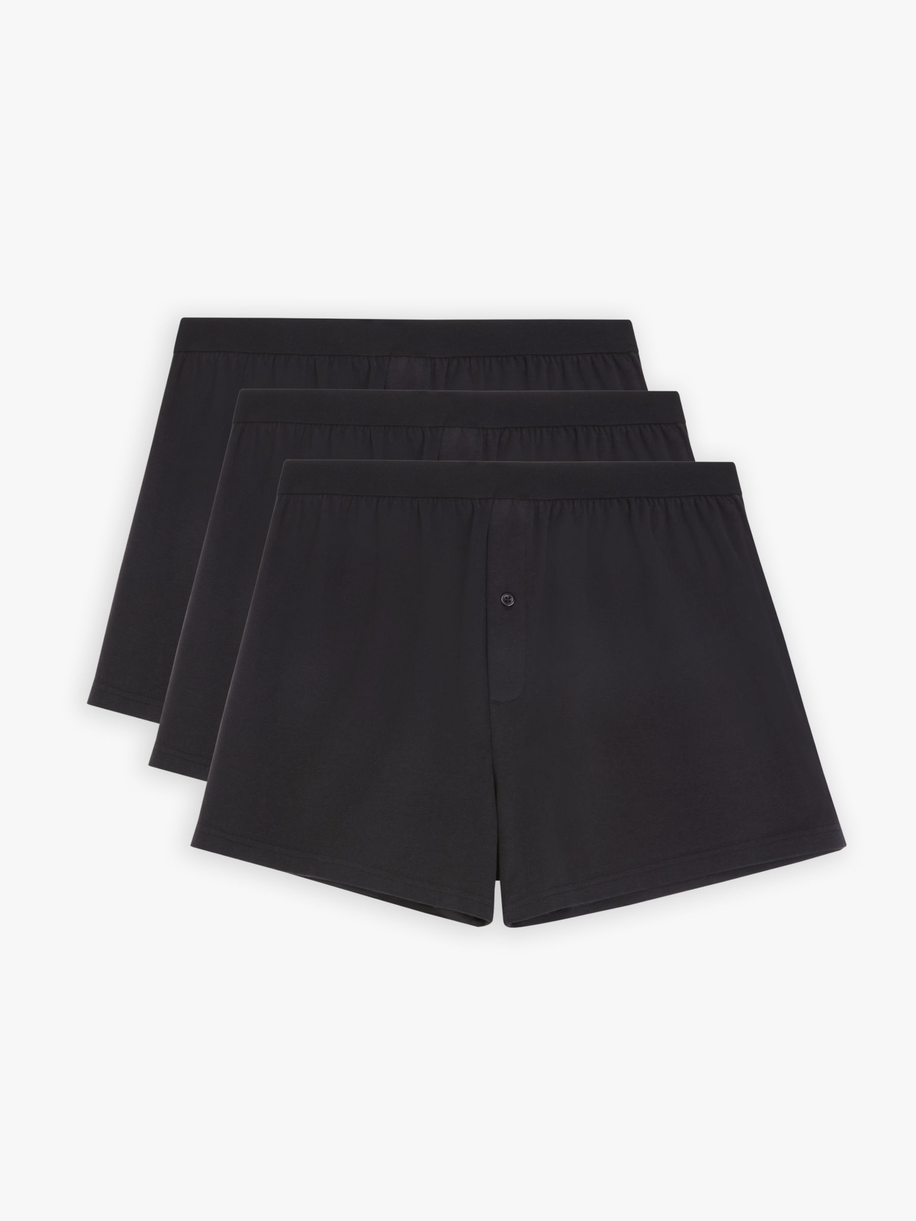 John Lewis ANYDAY Jersey Boxers, Pack of 3, Black, S