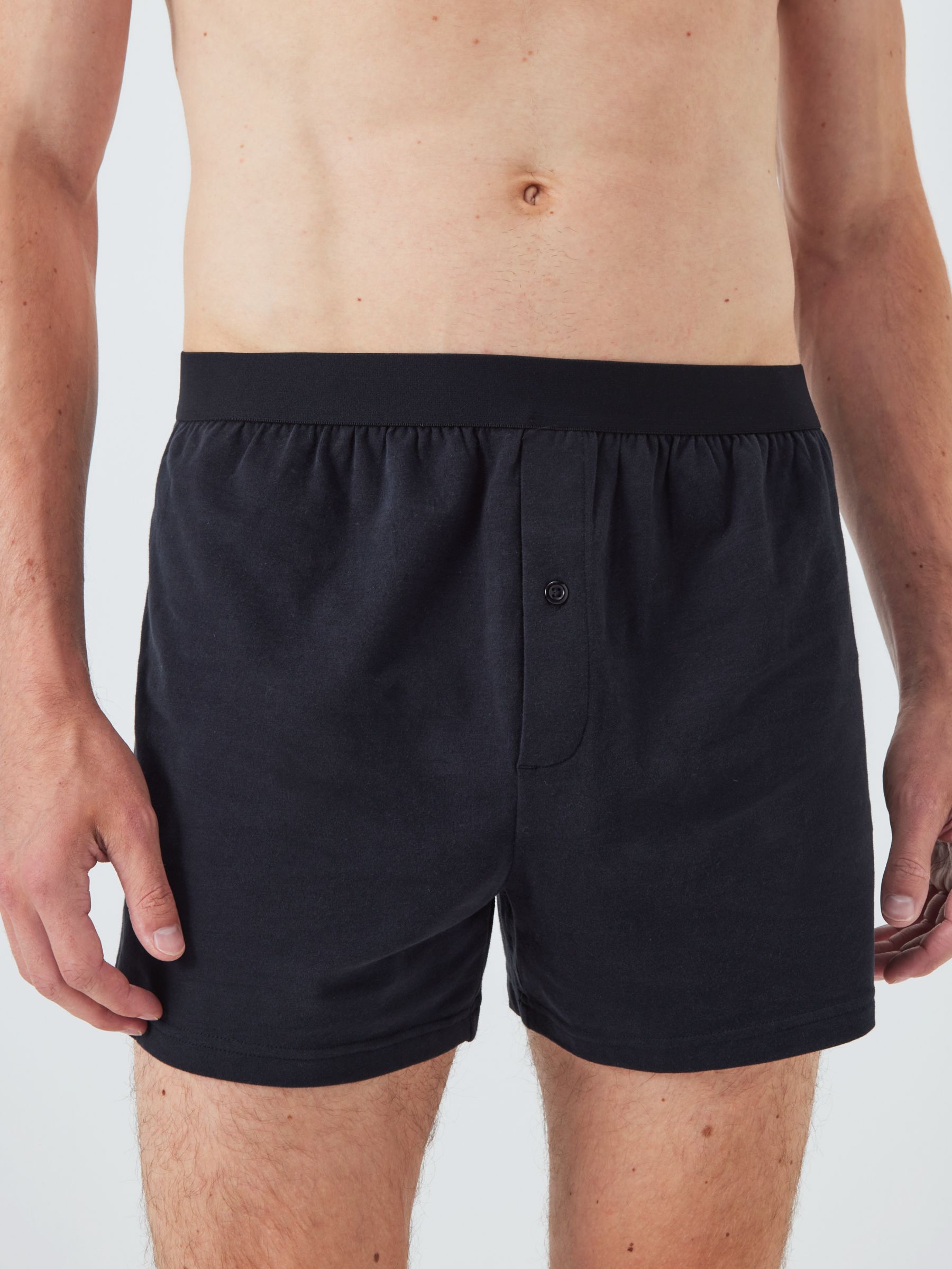 John Lewis ANYDAY Jersey Boxers, Pack of 3, Black, S