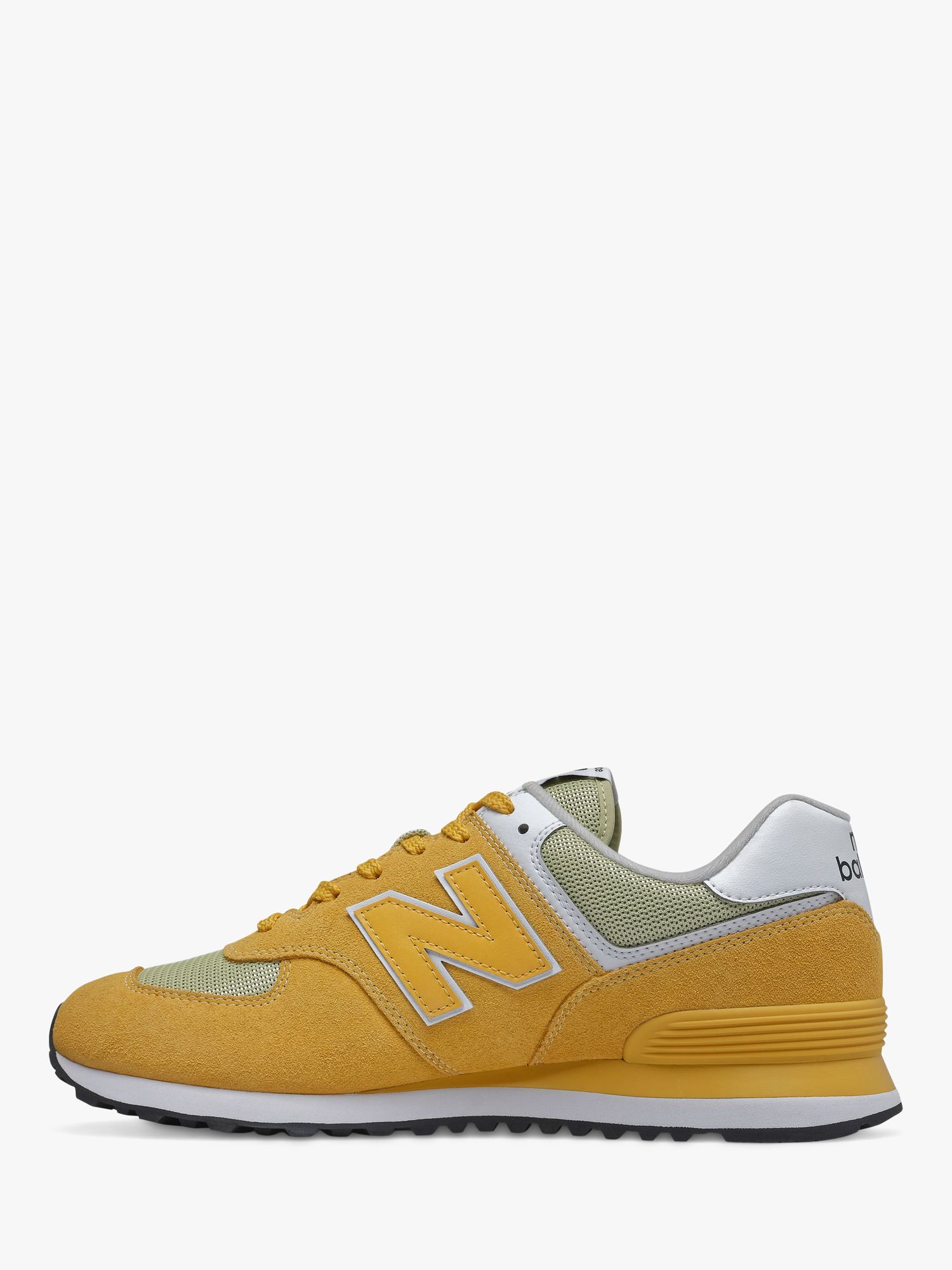 New Balance 574 Suede Trainers, Aspen/White at John Lewis & Partners