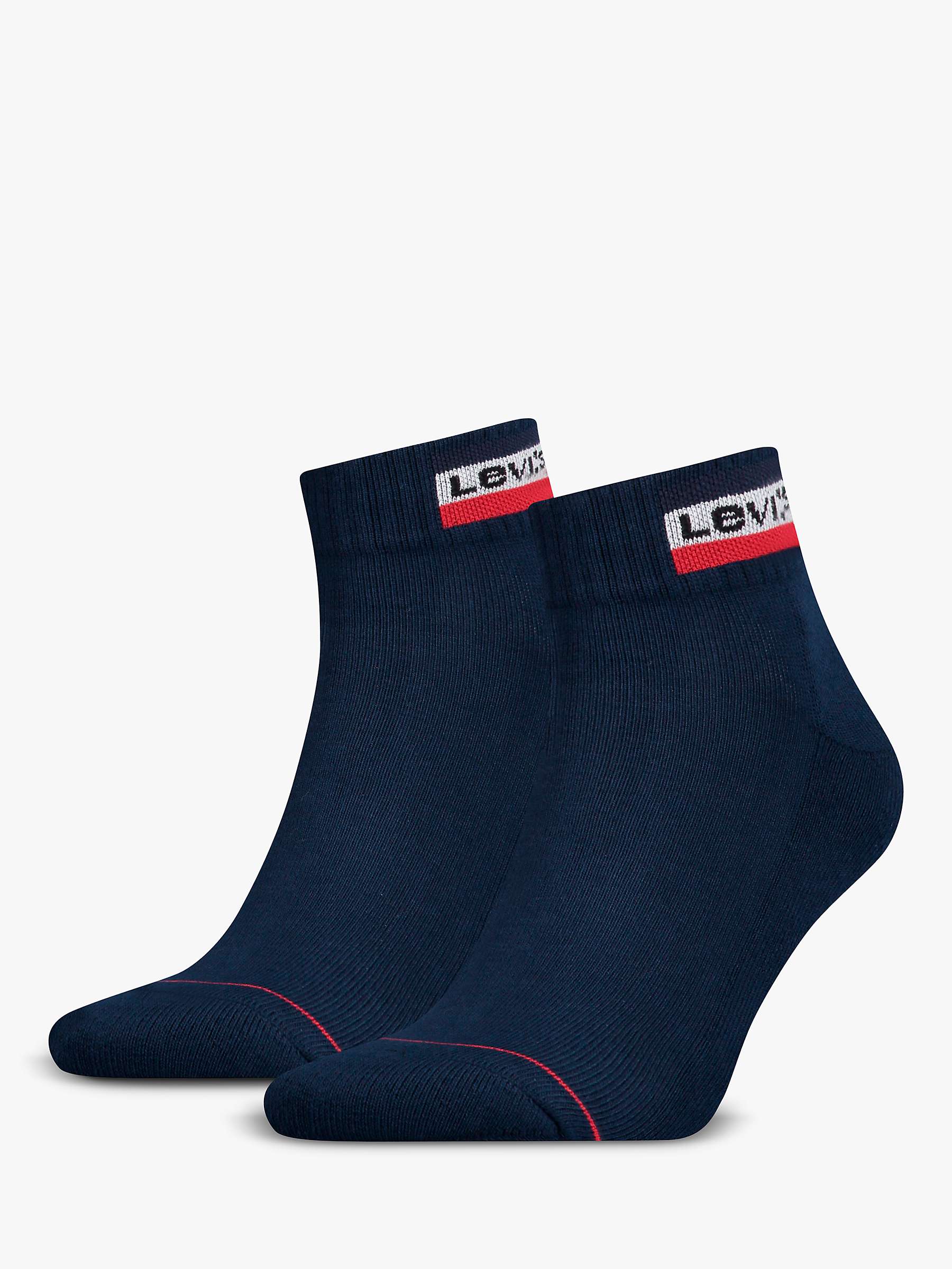 Levi's Mid Cut Sportswear Logo Socks, Pack of 2, Dress Blue at John ...