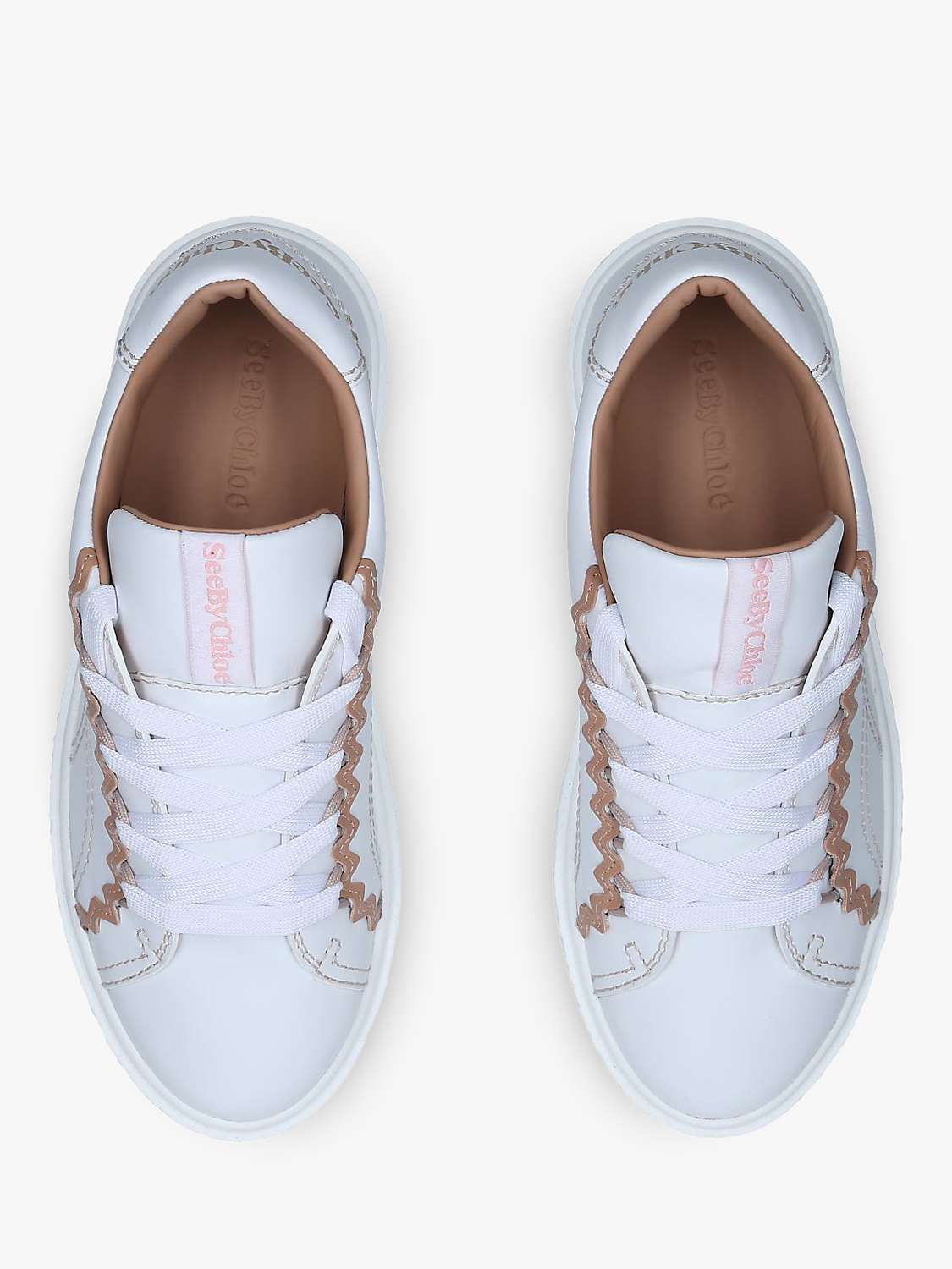 Buy See by Chloé Sevy Low Top Leather Trainers, White/Multi Online at johnlewis.com