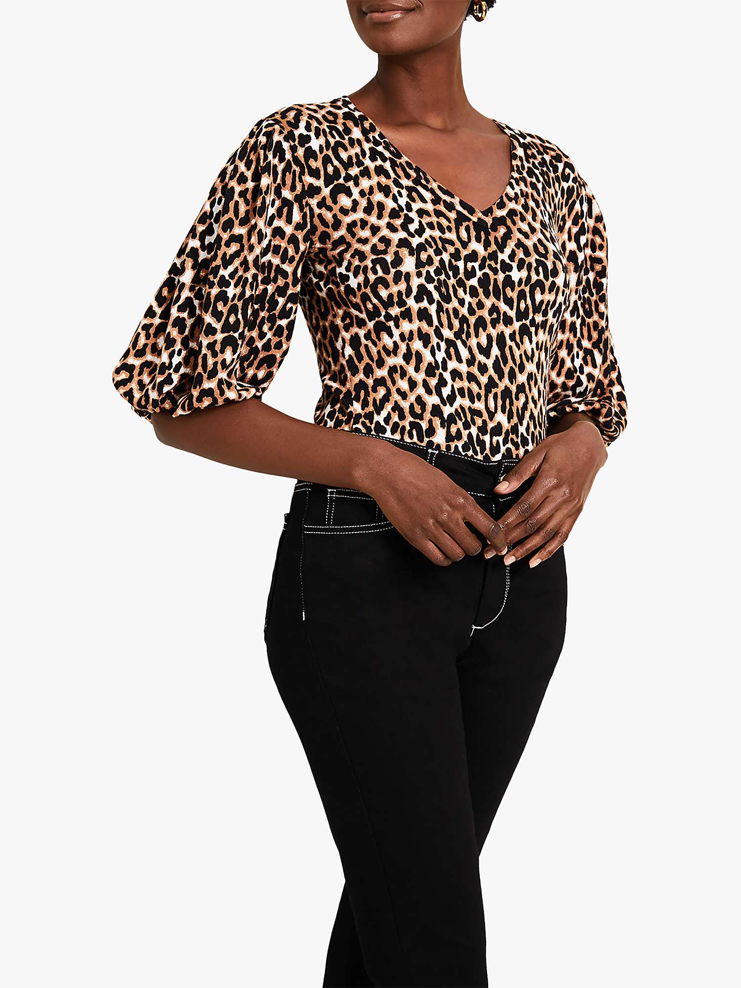 Buy Damsel in a Dress Tilia Knit Leopard Blouse, Camel Online at johnlewis.com