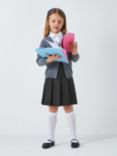 John Lewis Girls' Adjustable Waist Panel Pleated School Skirt, Grey