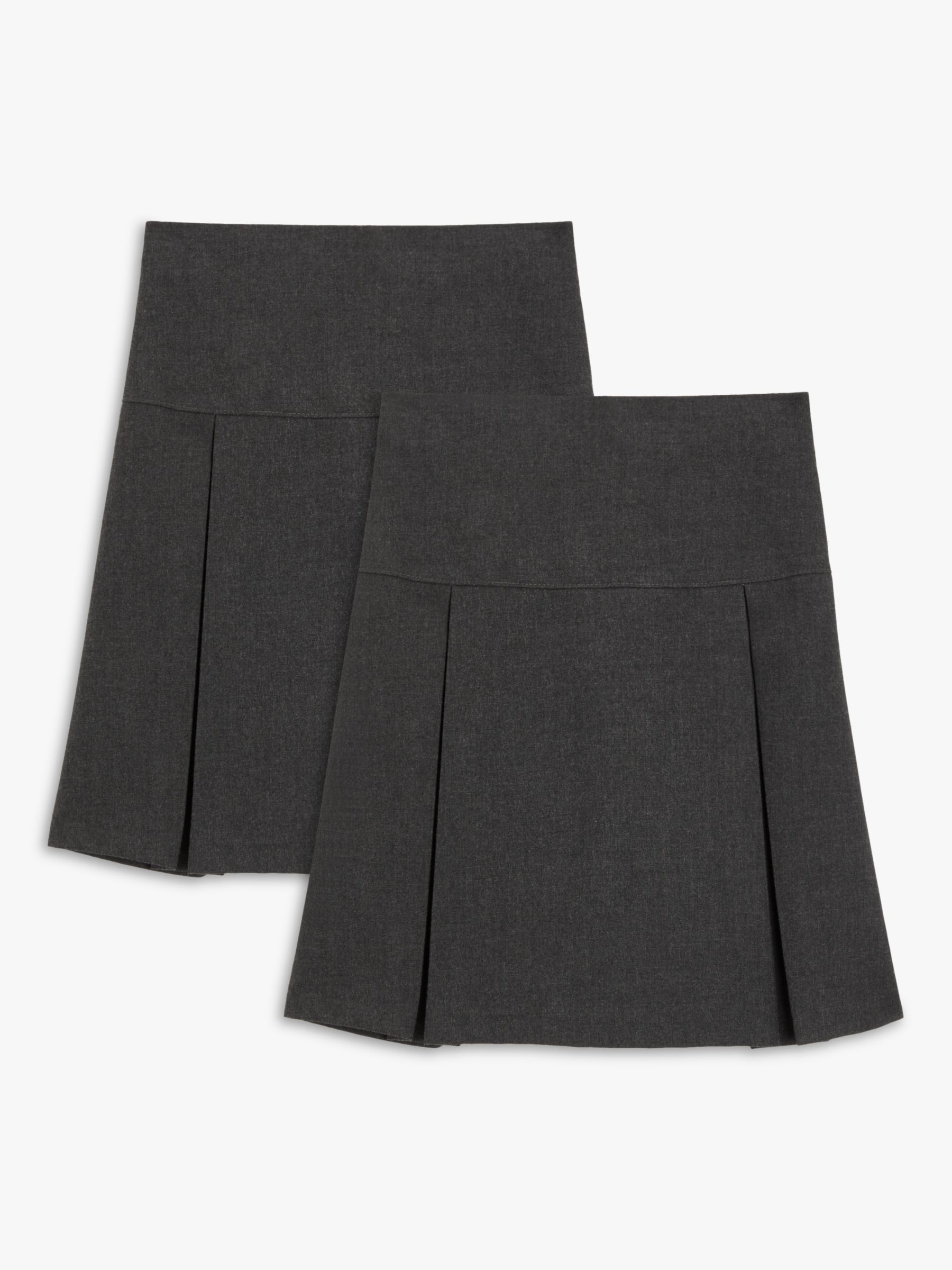 Buy John Lewis ANYDAY Girls' Adjustable Waist School Skirt, Pack of 2, Grey Online at johnlewis.com