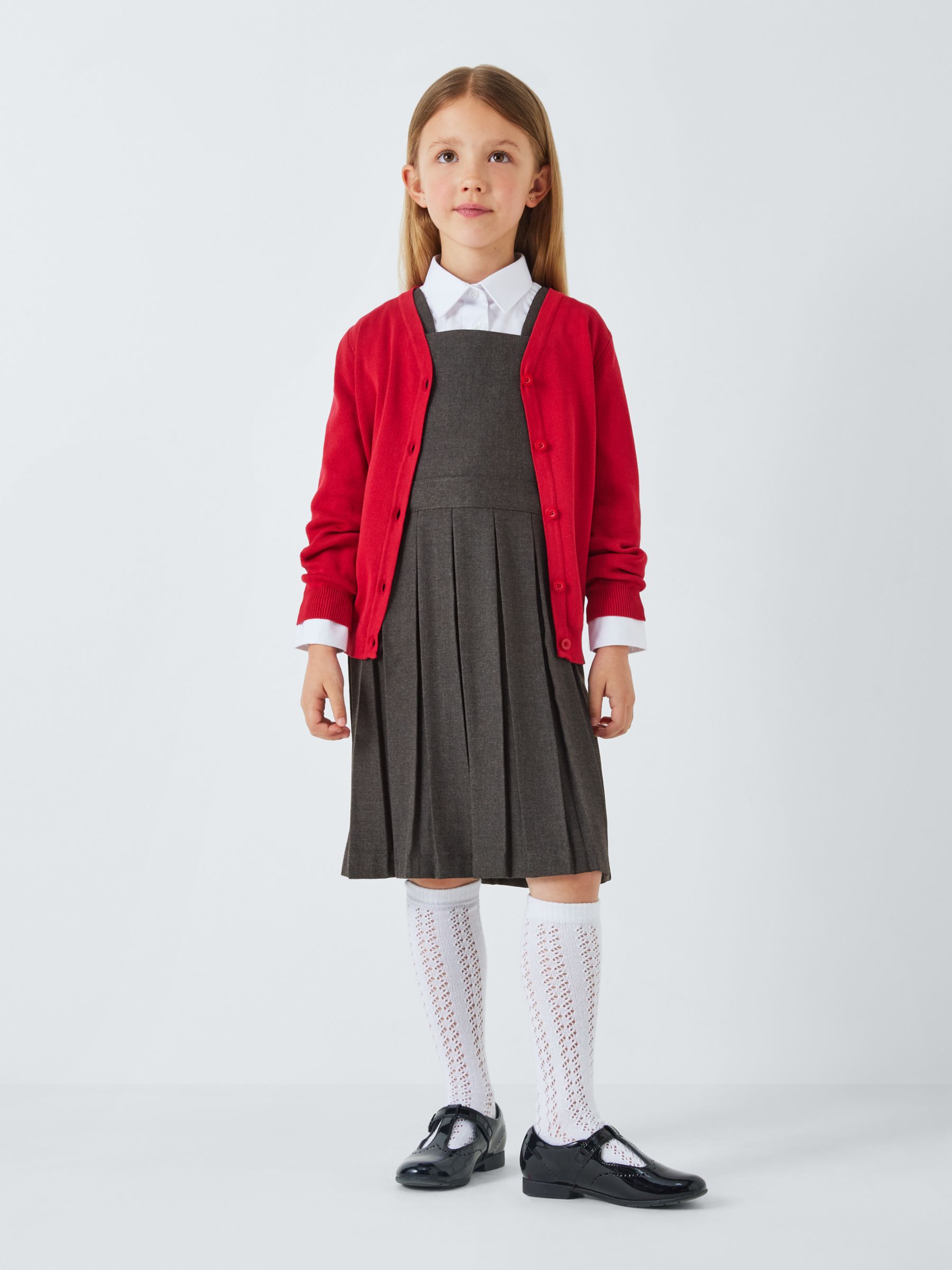 John Lewis Girls' Bib School Tunic, Grey, 3-4 years