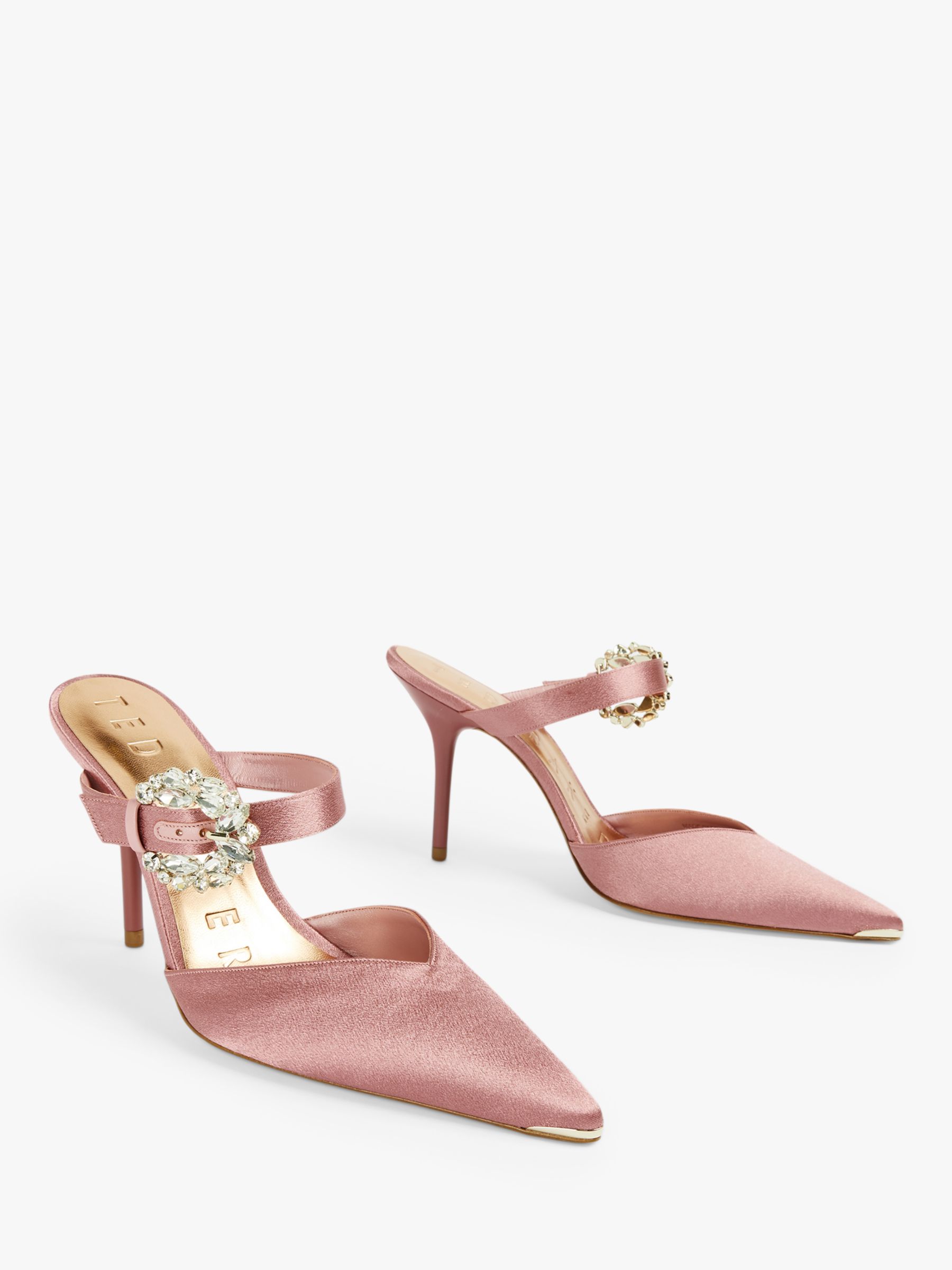 Ted Baker Dazzel Embellished Mules, Mid Pink at John Lewis & Partners